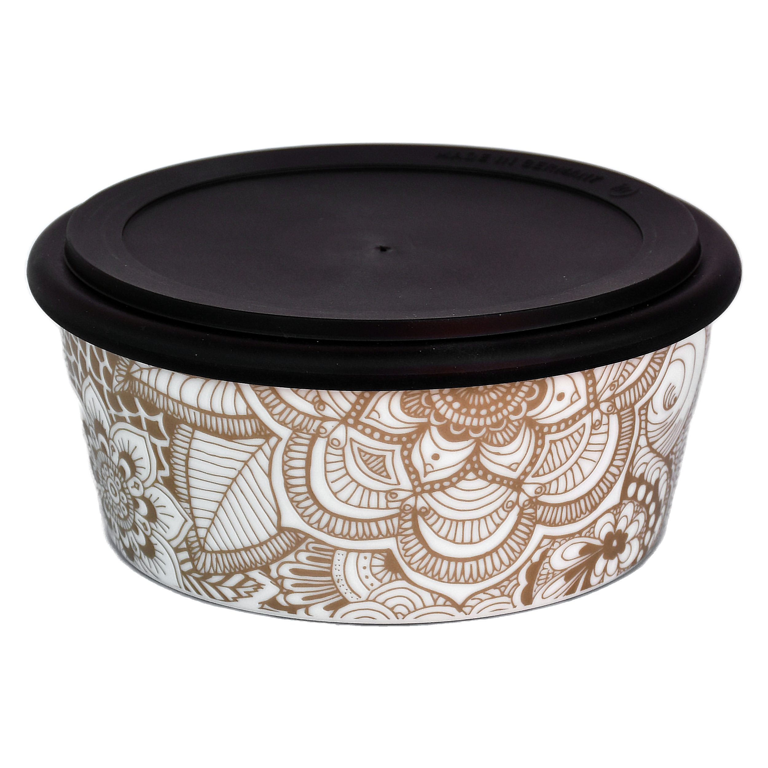 Mahlwerck Manufaktur Lunchbox Bowl2Go, Porzellan, (Lunchbox mit auslaufsicherem Deckel), spülmaschinengeeignet, mikrowellengeeignet, 100% klimaneutral Boho Gold