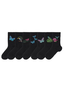 H.I.S Socken (Packung, 7-Paar) mit Schmetterlings- und Vogelmotiven
