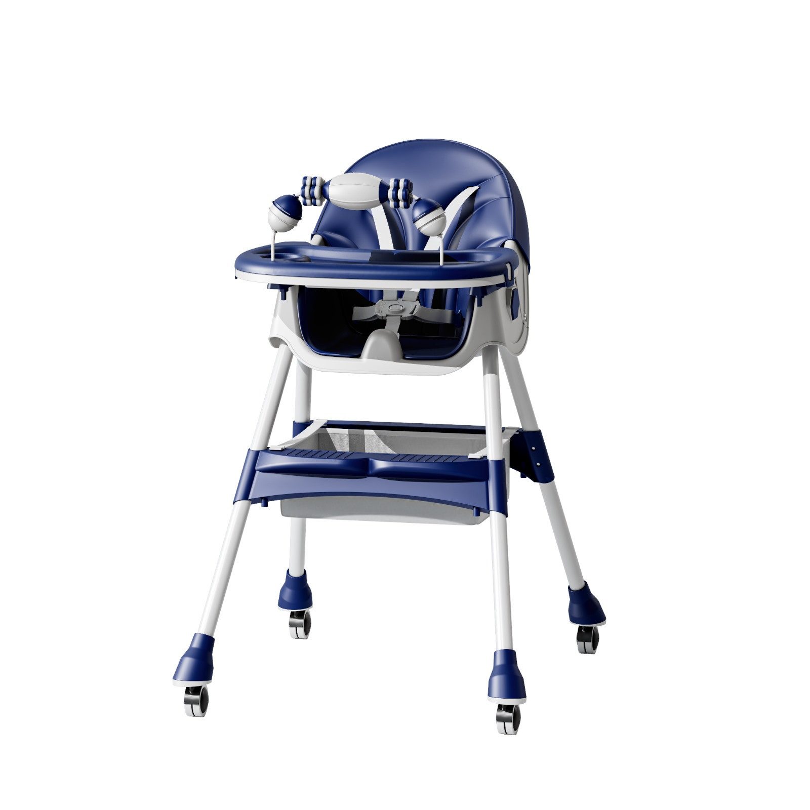 LUCHS Babyschaukelsitz Multifunktionaler Baby-Essstuhl Baby-Sitzstuhl Kinderstuhl, höhenverstellbar, mit Spielbogen & Doppeltablett