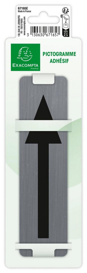 Thumbnail - EXACOMPTA Aufkleber Hinweisschild schwarzer Pfeil, 16,5x4,4 cm - Grau - 67165E, Sockel