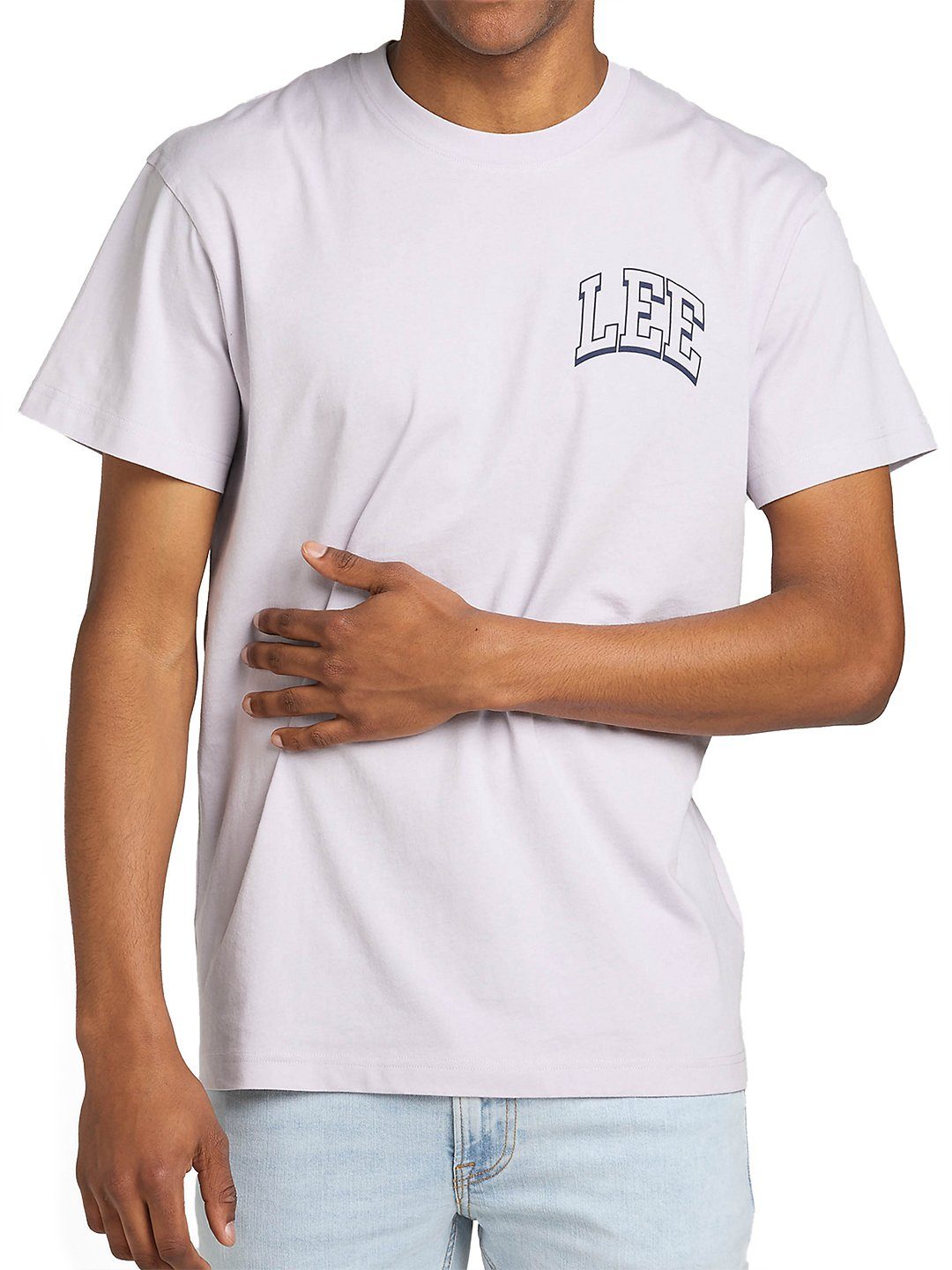 Fit Tee Flieder Rundhalsshirt Lee® Misty Logo Lilac - Relaxed Varsity