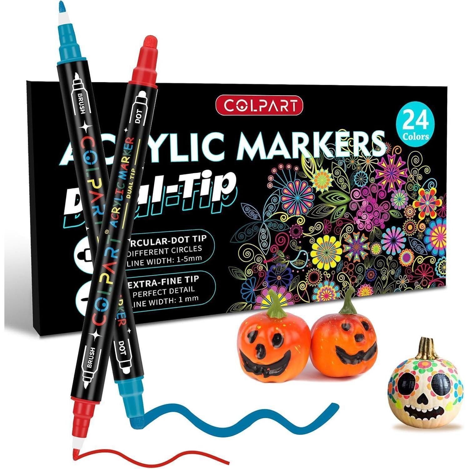 colpart Permanentmarker Acrylstifte Stein bemalen wasserfest 24 Farben Acrylic PaintPermanent