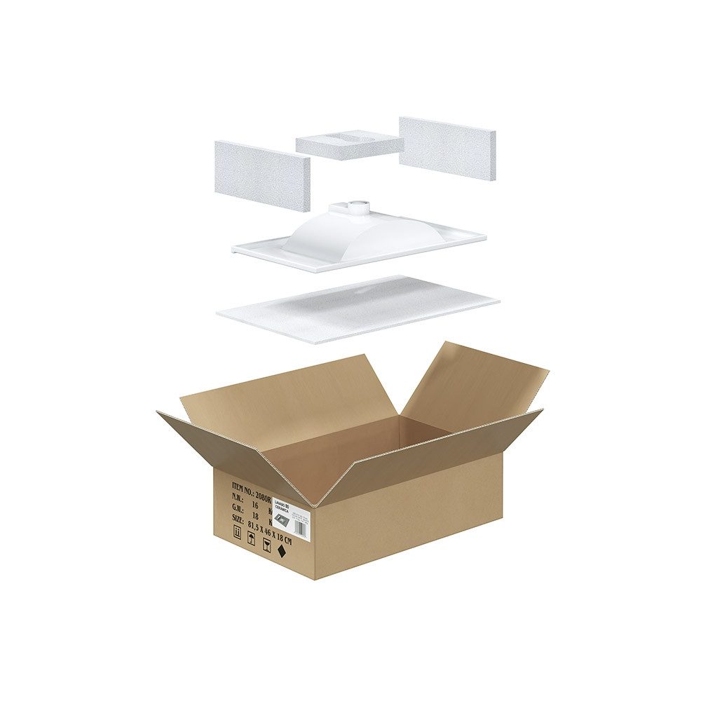 FORES HABITAT Waschbecken in Weiß, Keramik - 81,5x18x46cm (BxHxT) – Bild 4 von 4