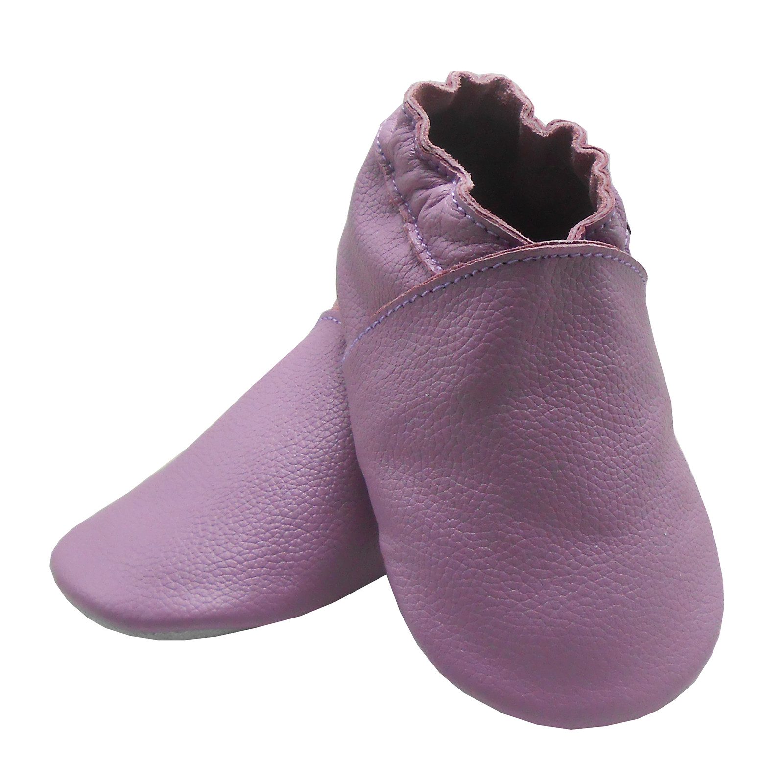 Bemesu Baby Krabbelschuhe Lauflernschuh Lederpuschen Litschimuster Lila Walkingschuh (Handgenäht, weiche, leichte, flexible, rutschfest) 100% echtes Leder Babyschuhe