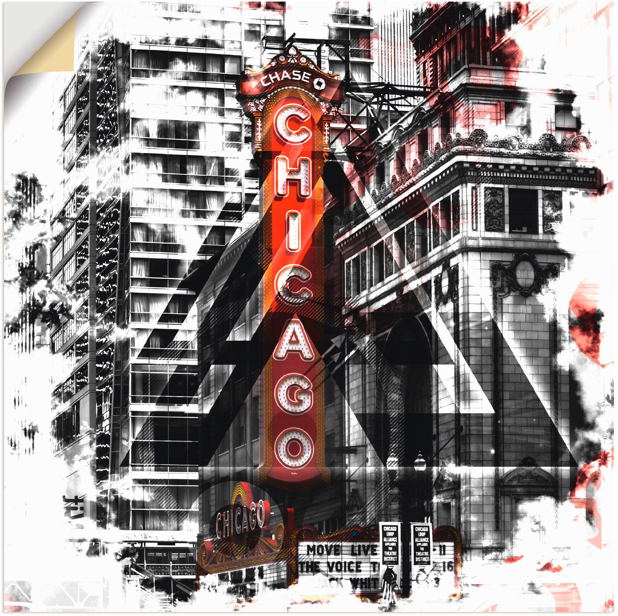 Artland Wandbild Chicago II, Amerika St), versch. Alubild, oder Leinwandbild, in Poster Größen als (1 Wandaufkleber
