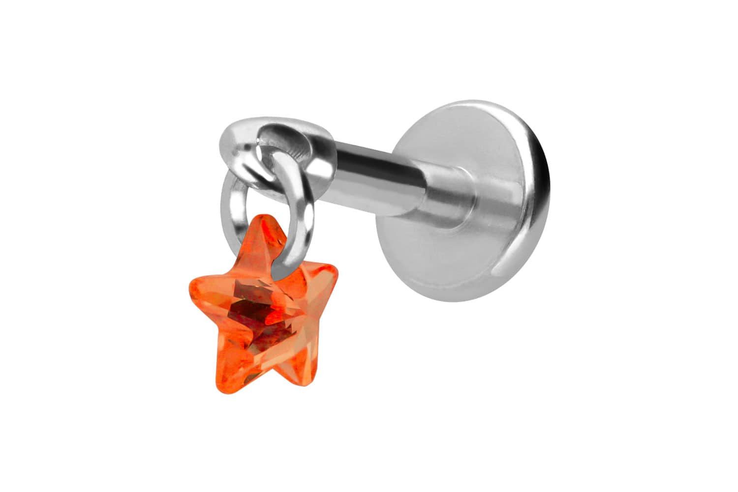PIERCINGLINE Piercing-Set Titan Labret mit Innengewinde KRISTALLSTERN (Labrets, 1-tlg)