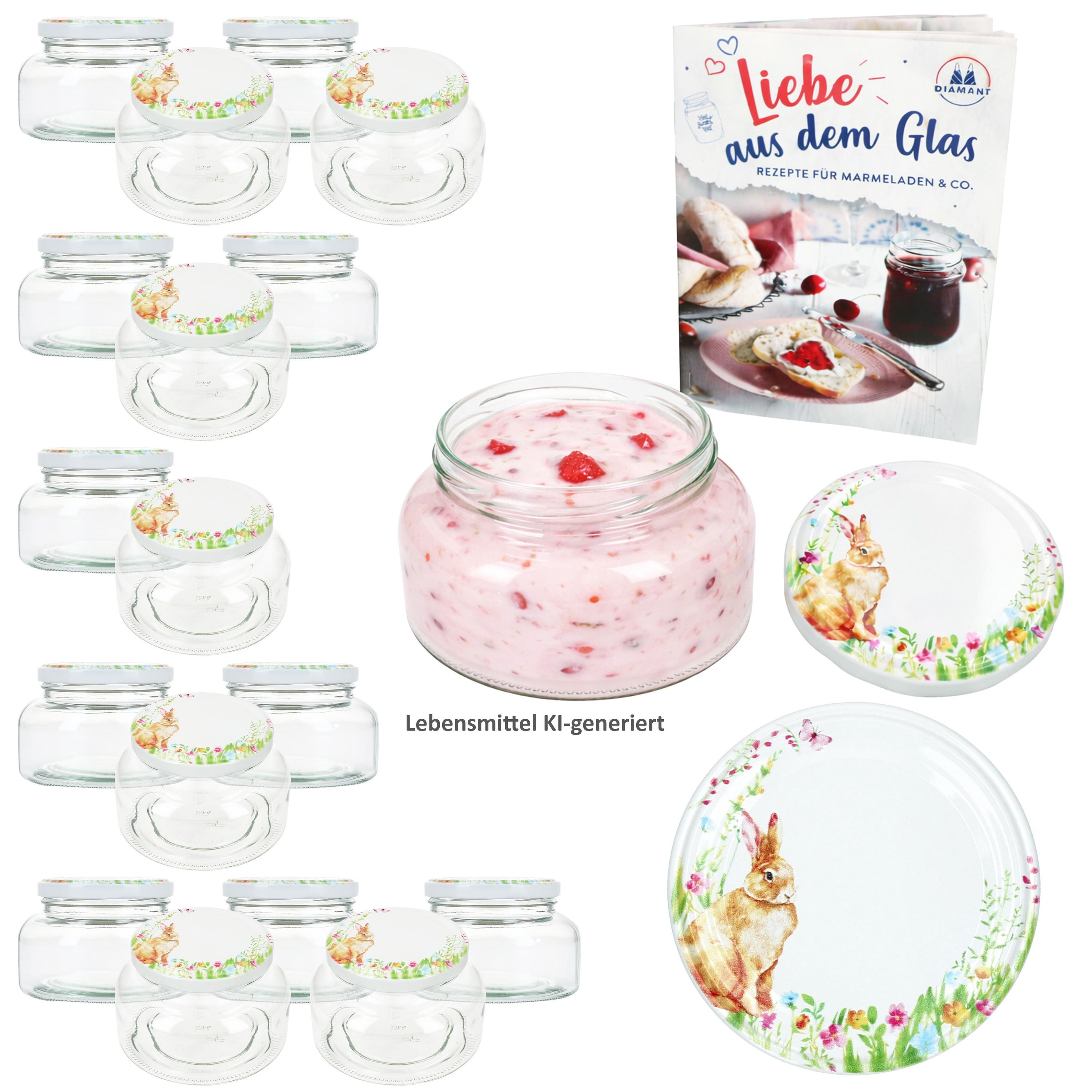 Einmachglas MamboCat 18er Set Joghurtglas 435ml Einmachglas Osterfreude Deckel