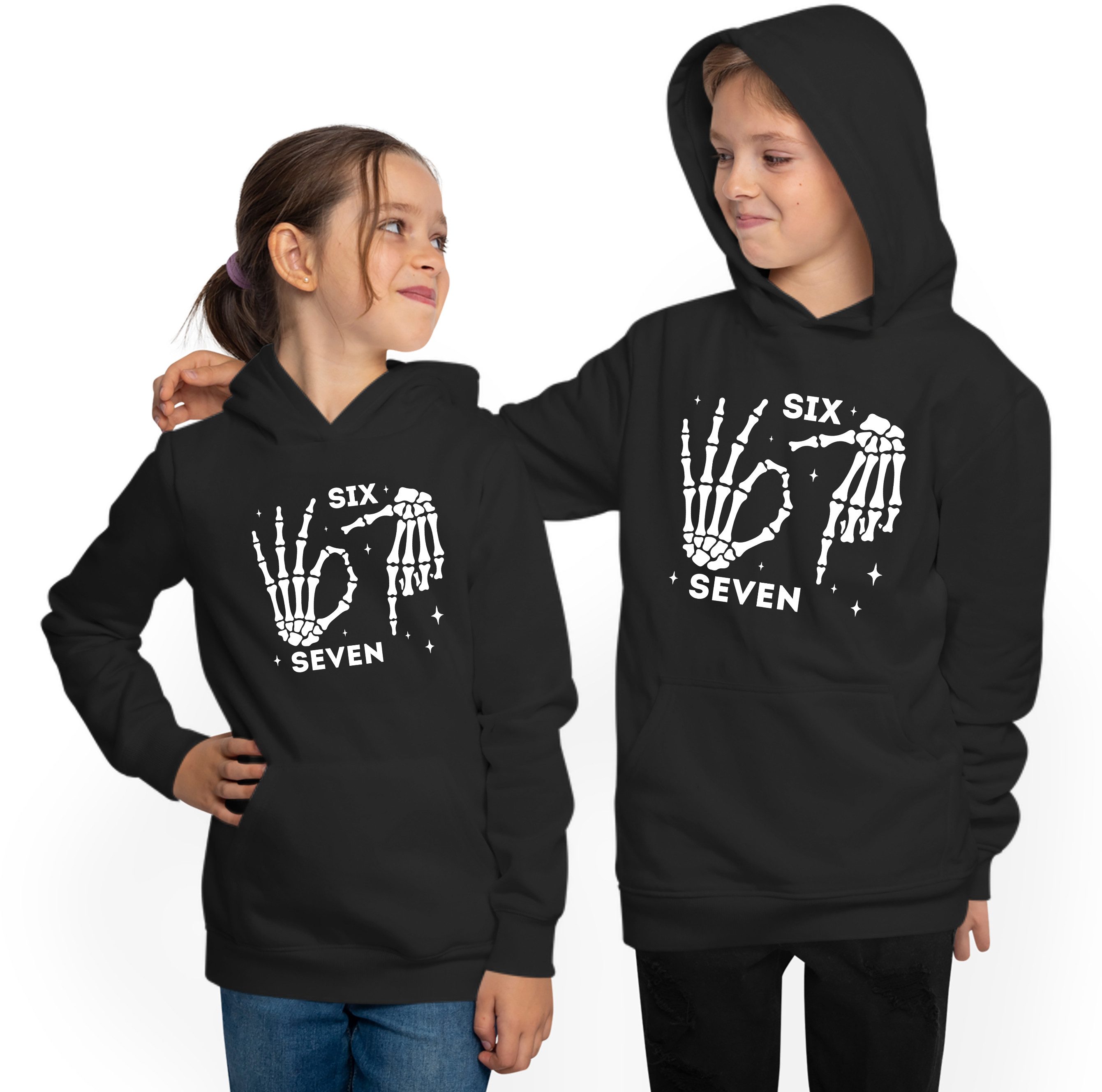 MyDesign24 Hoodie Kinder 67 Kapuzensweatshirt Kapuzenpullover mit six seven Aufdruck i772 – Bild 2 von 5
