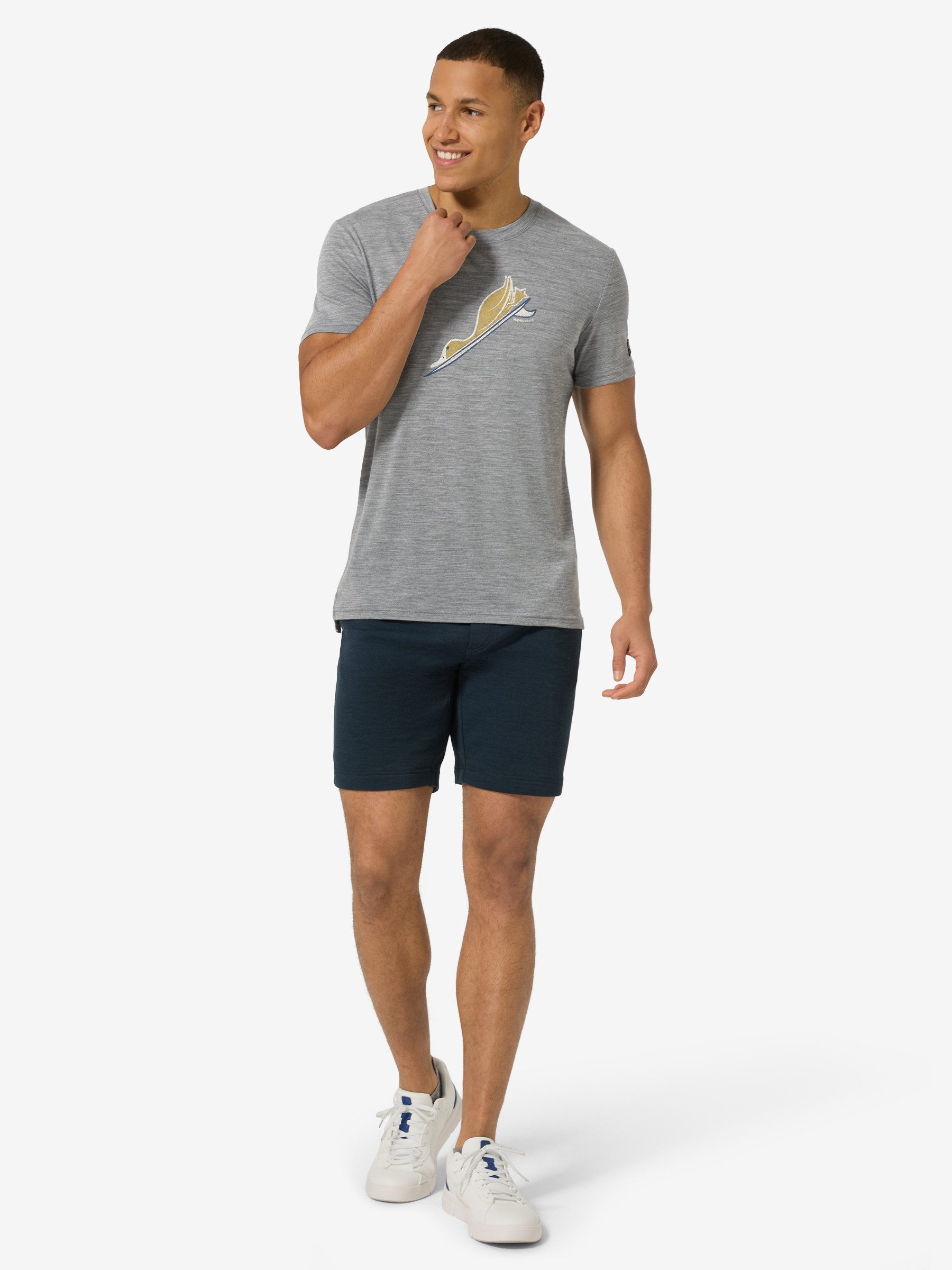 SUPER.NATURAL T-Shirt für Herren,Merino M DUCK DIVE TEE mit Tier-Motiv, atmungsaktiv