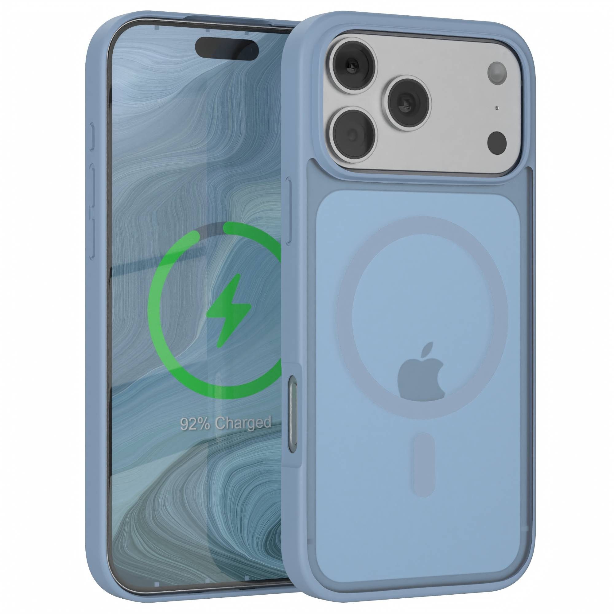 EAZY CASE Handyhülle Outdoor Case MagSafe für Apple iPhone 17 Pro Max 6,9 Zoll, Slim Cover Hülle MagSafe Bumper Case Outdoor Schutz Etui Hellblau