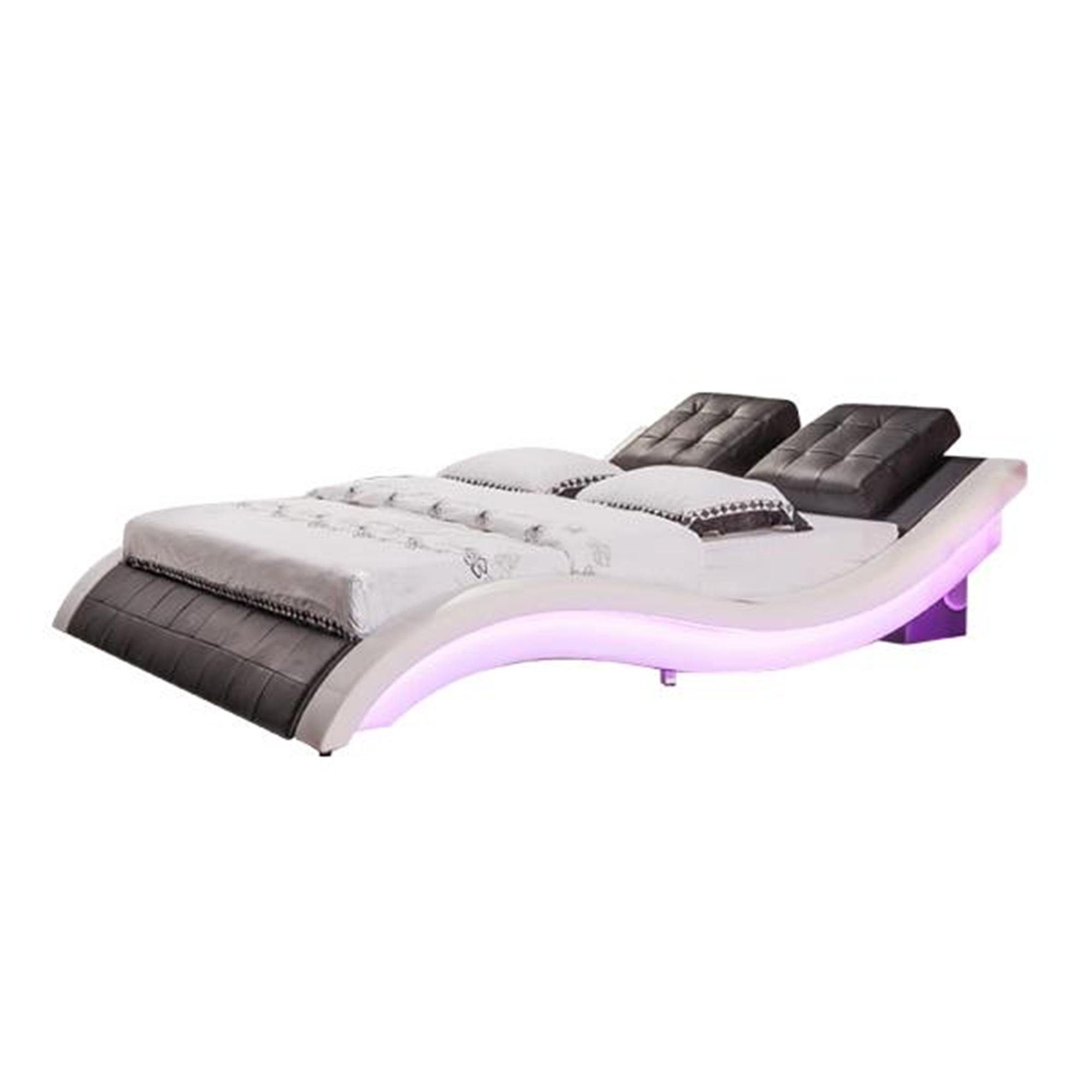 JVmoebel Bett Luxus Design Betten Digital Schlafzimmer Bett LED Braun Möbel Leder