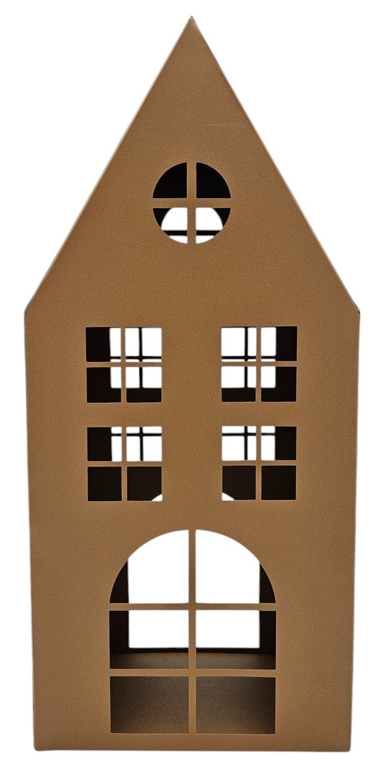 Kerzenlaterne Windlicht Kerzenhalter Rostoptik Haus Metall Deko Laterne 40 cm