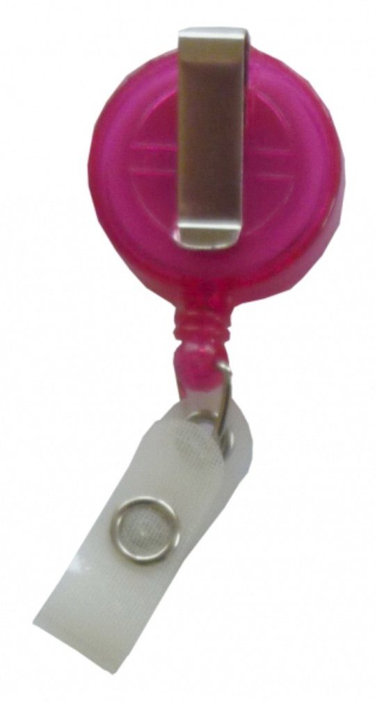 Kranholdt Schlüsselanhänger Jojo / Ausweishalter / Ausweisclip runde Form (10-tlg), Gürtelclip, Druckknopfschlaufe Transparent Pink