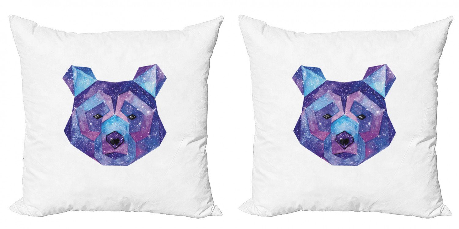 Kissenbezüge Modern Bär Doppelseitiger (2 Cosmic Abakuhaus Polygonal Portrait Accent Digitaldruck, Stück)
