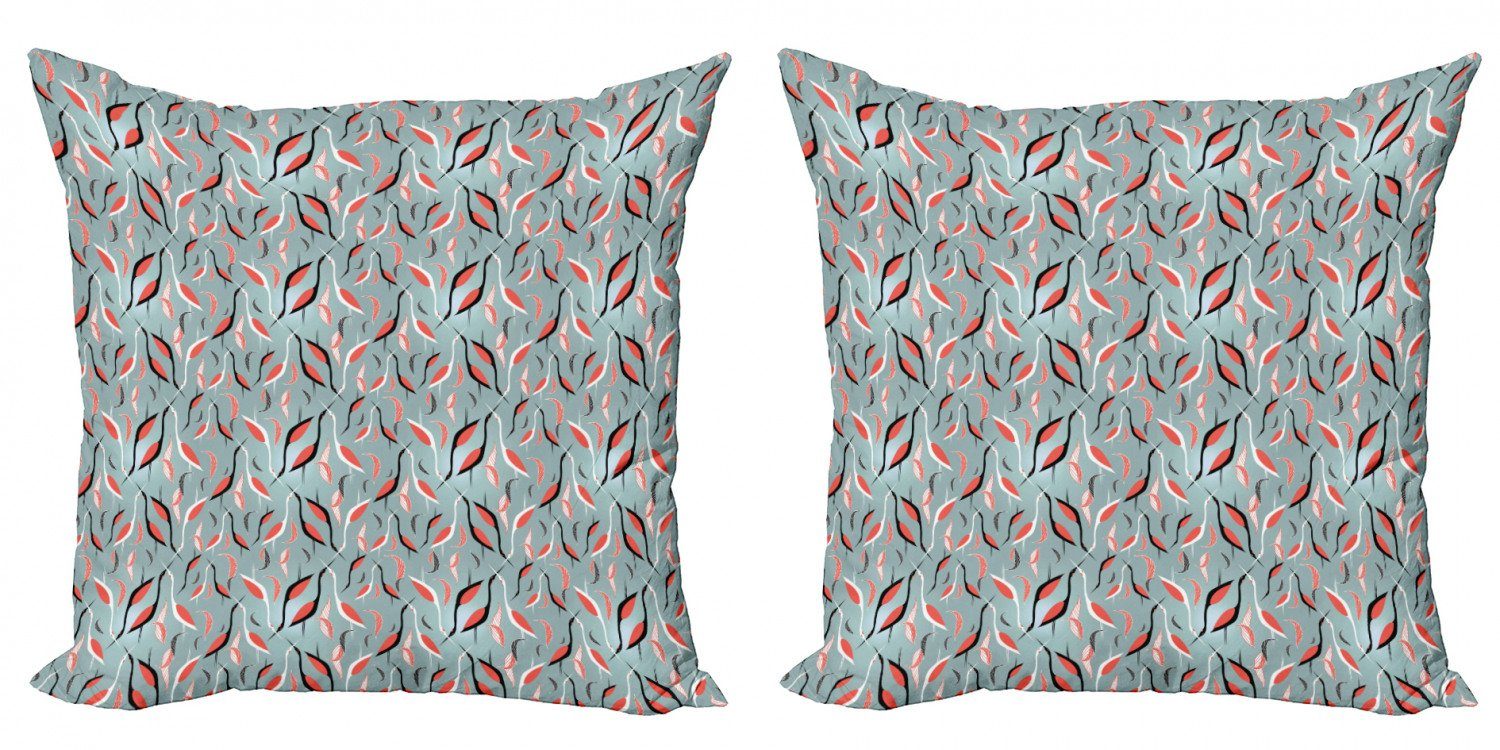 Kissenbezüge Modern Accent (2 Abakuhaus Vögel Abstrakte Doppelseitiger Digitaldruck, Reiher Blätter und Stück)