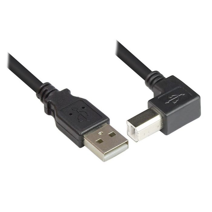 GOOD CONNECTIONS Anschlusskabel USB 2.0 Stecker A an Stecker B nach unten gewinkelt 1m USB-Kabel (1 cm)