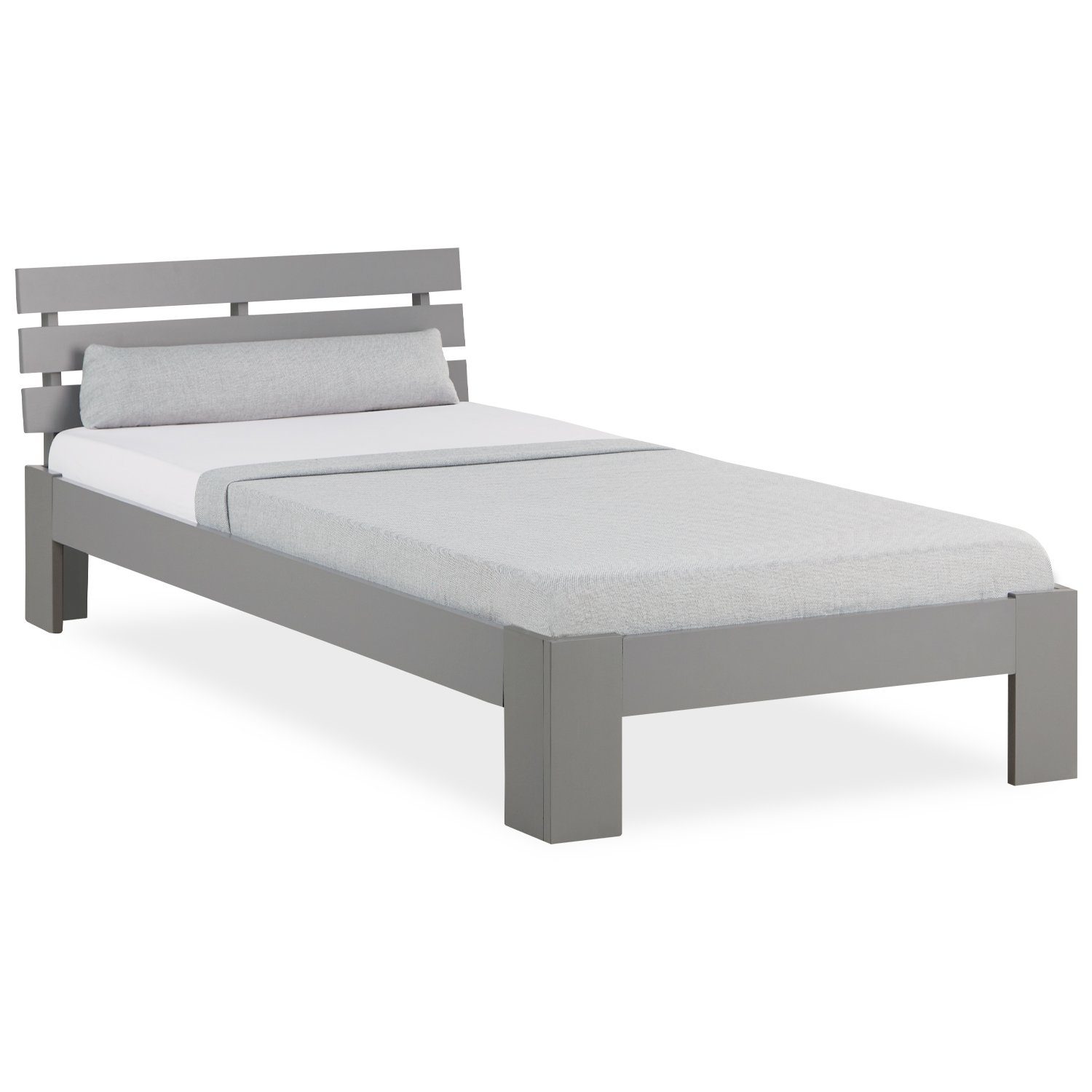 Homestyle4u Holzbett 90 x 200 cm mit Lattenrost und Bettkasten in Grau 2293 günstig online kaufen