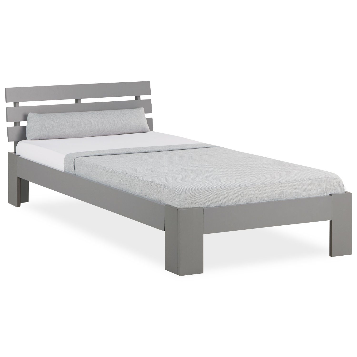 Holzbett Futonbett 90x200 Homestyle4u Grau Kiefer Einzelbett