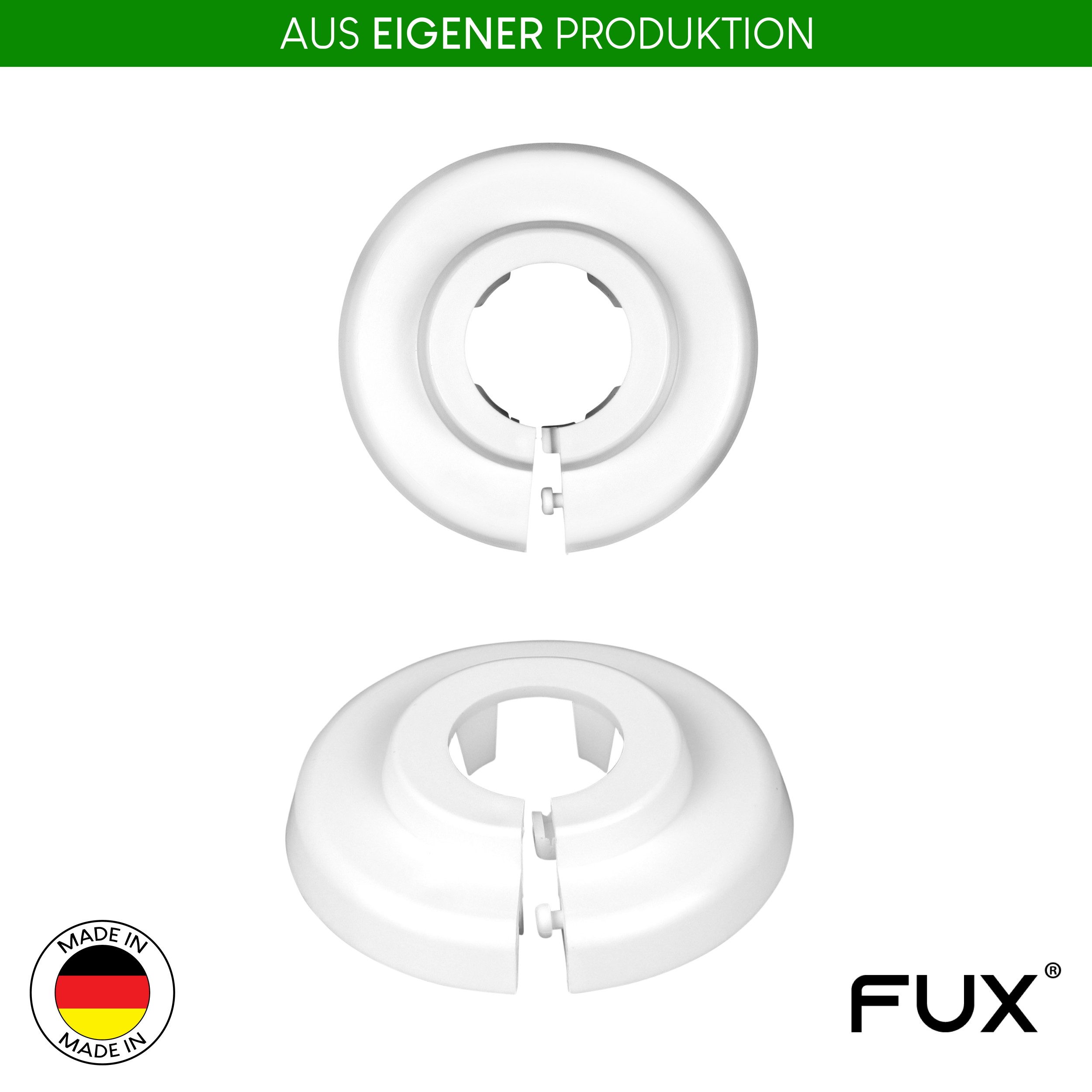FUX Heizungsverkleidung Einzel Heizungsrohr Rosette, Rohrabdeckung, Abdeckrosetten, Zubehör für Heizung, Abdeckungen Heizungsrohr