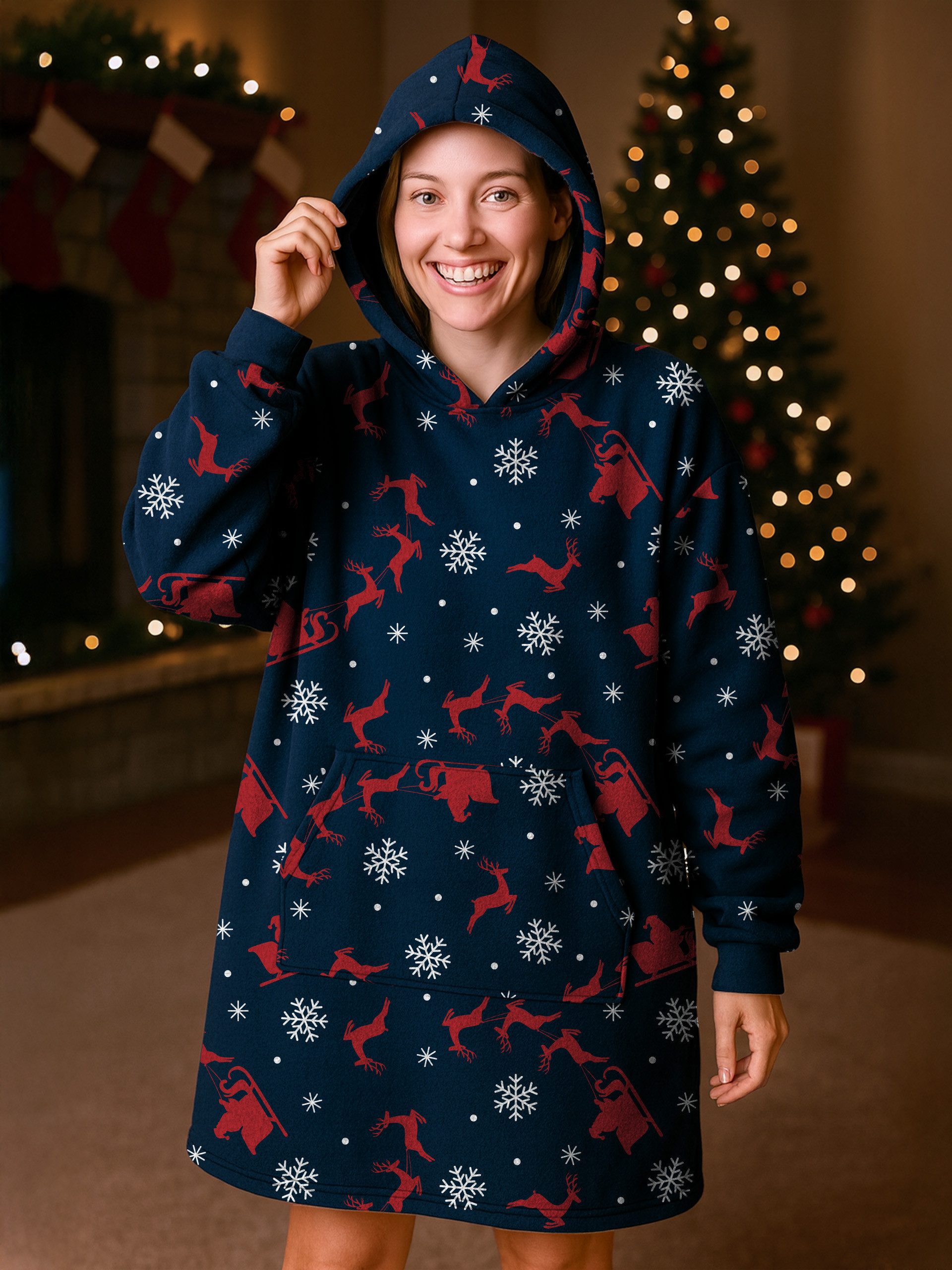 United Labels® Kapuzenpullover X-MAS Oversize Cozy Hoodie Santa Kuschelpullover Deckenpullover