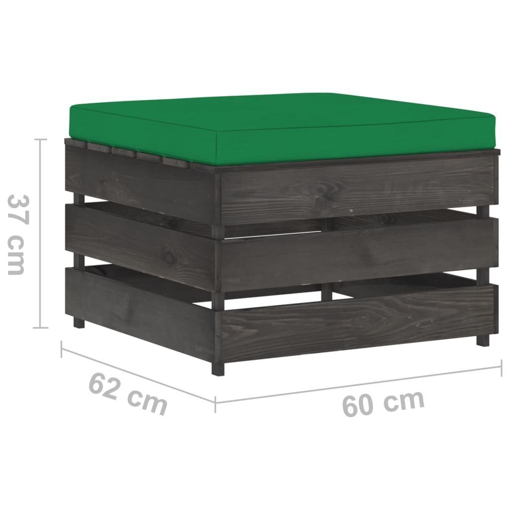 vidaXL Loungesofa Modulare mane und mit Kissen grau Holz, Grün Imprägniertes Grau 1 Teile