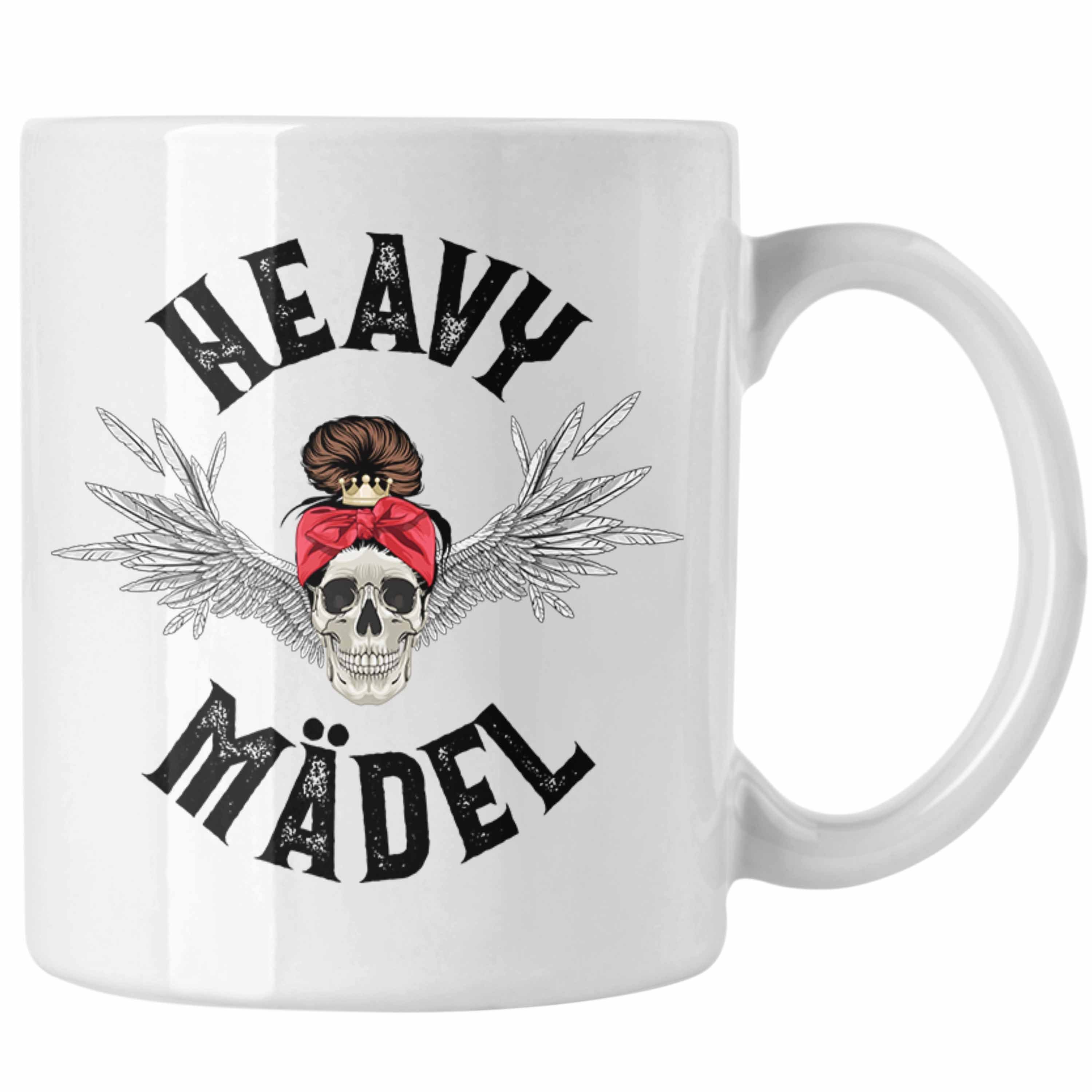 Trendation Tasse Trendation - Heavy Metal Mädel Geschenk Frauen Tasse Death Metal Becher Metalfal Rocker Biker Geschenkidee Weiss