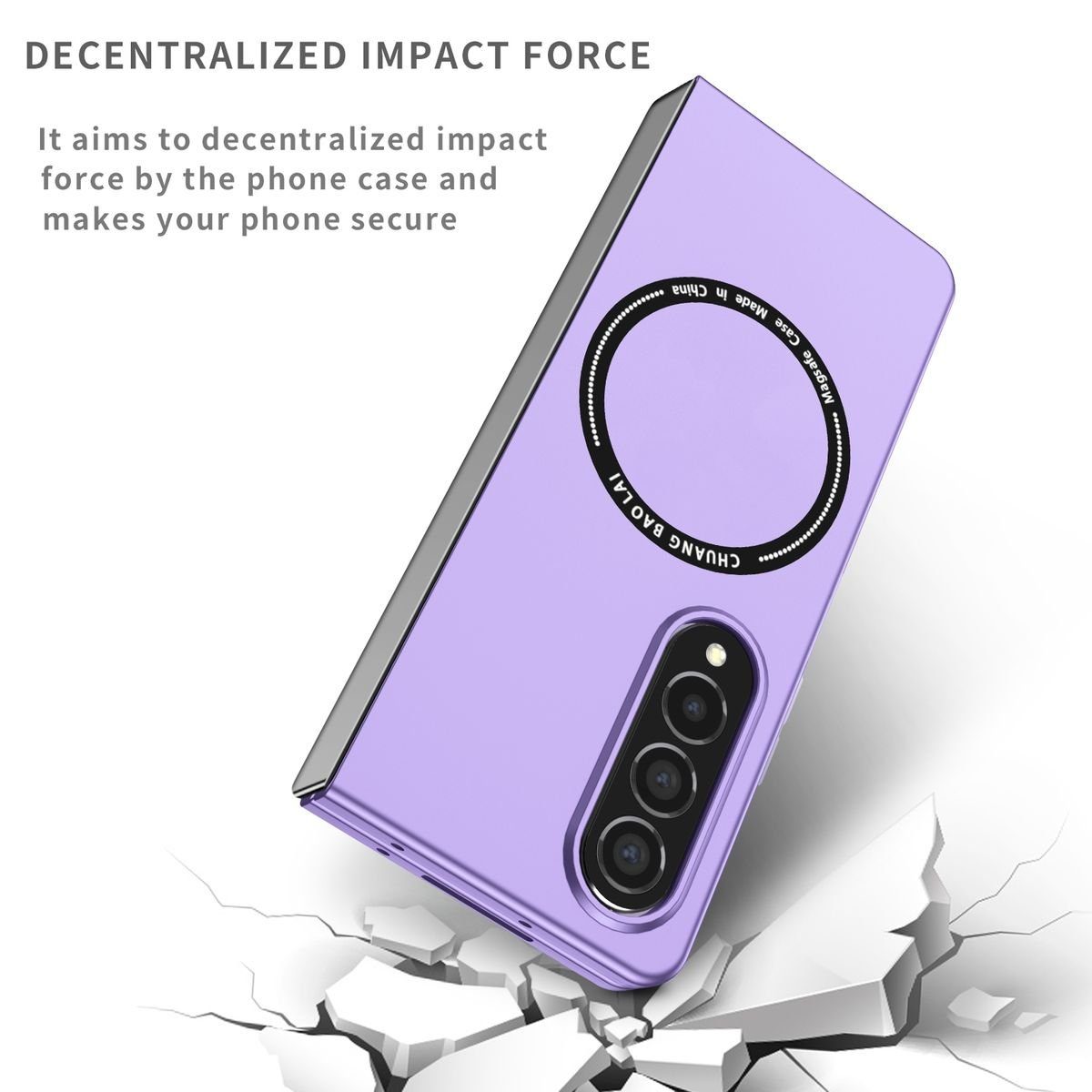 Wigento Handyhülle Für Samsung Galaxy Z Fold4 5G Magnet Magsafe Design Handy Tasche Hülle Etuis Lila
