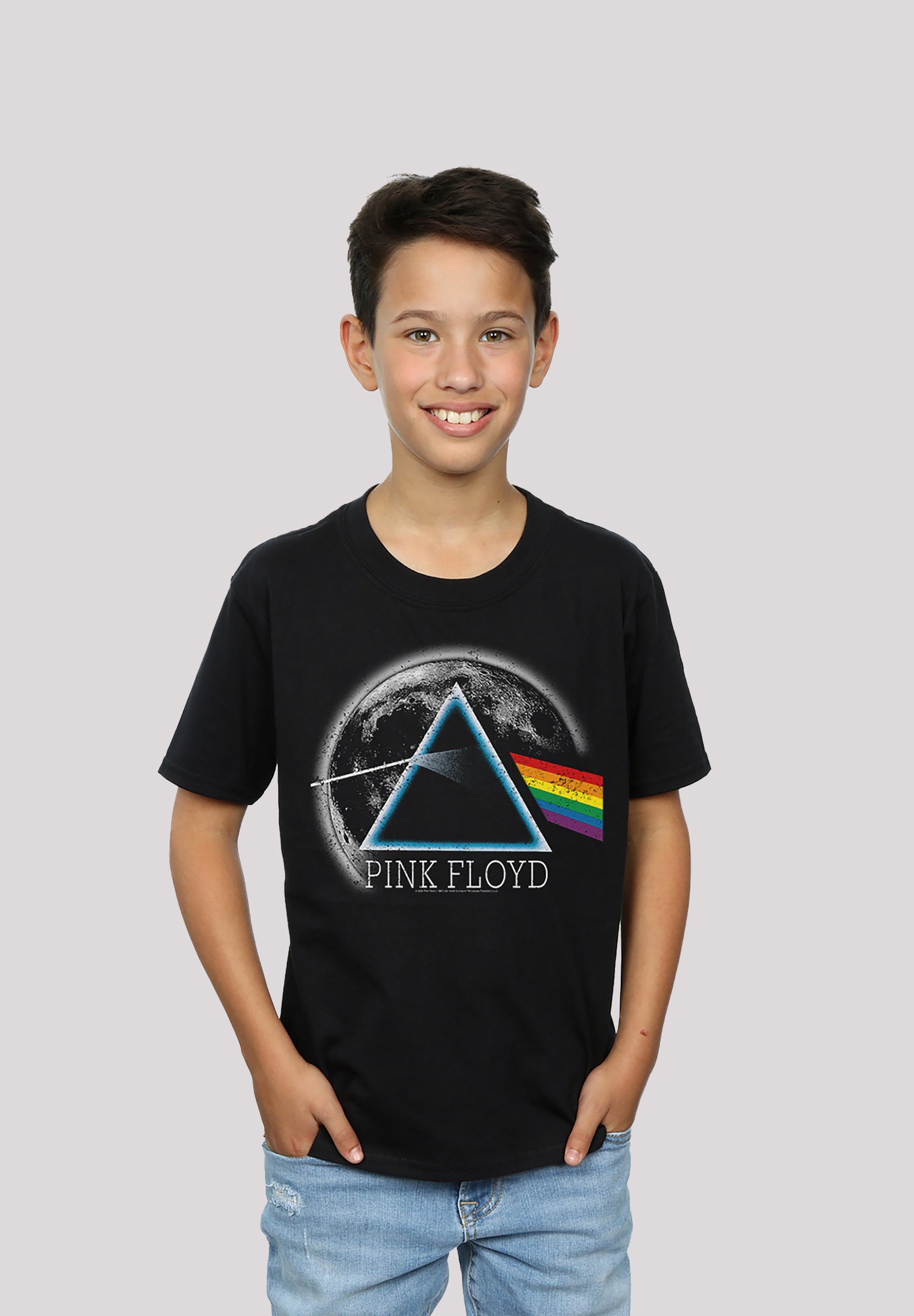 Pink Print The Moon Distressed T-Shirt Side Dark Floyd of F4NT4STIC