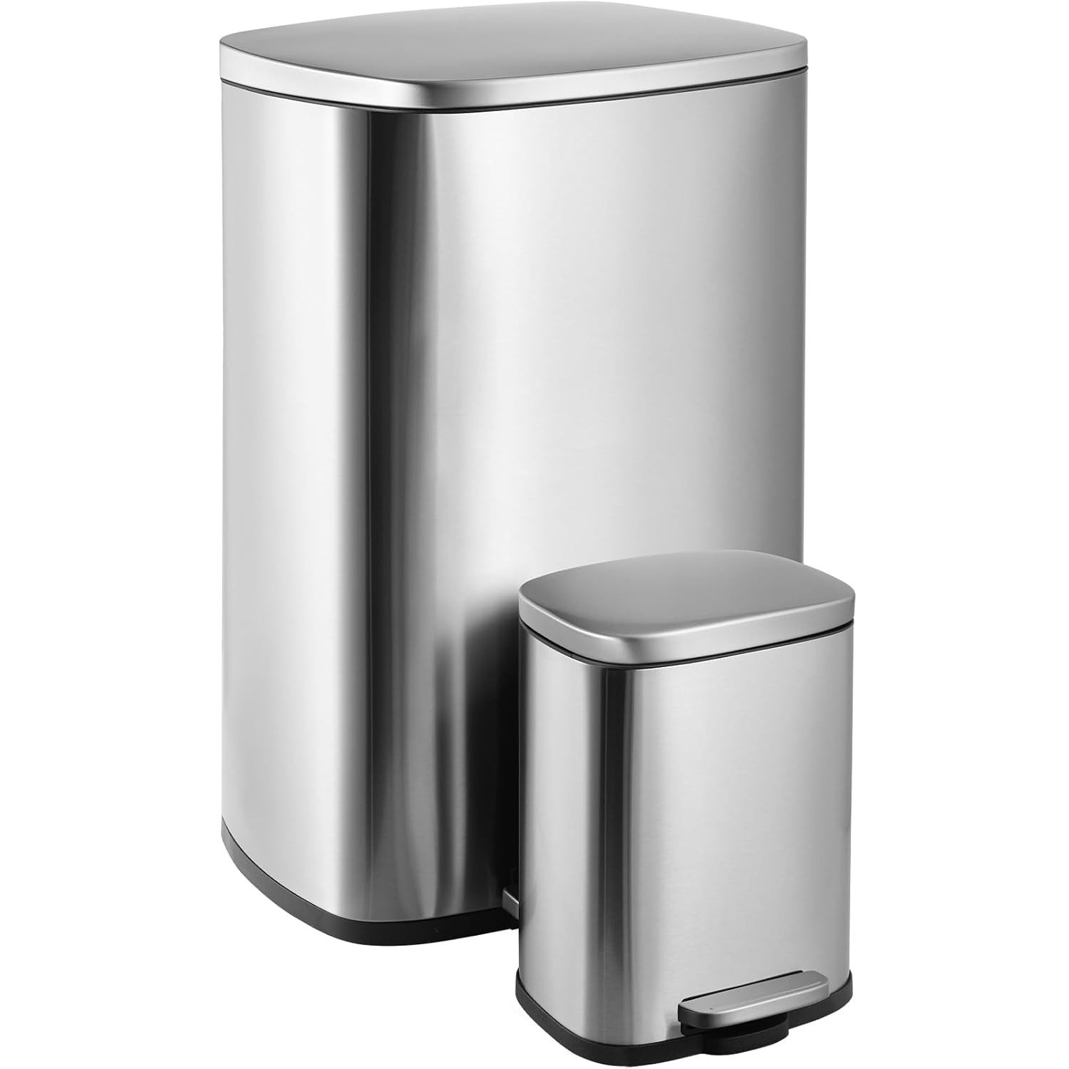 Mülleimer aus Stahl, Abfalleimer groß,Tretmülleimer mit Soft-Close Deckel