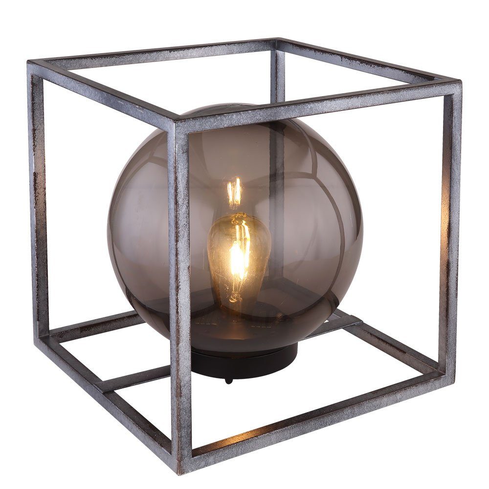 GLOBO LIGHTING LED Solarleuchte, LED-Leuchtmittel fest verbaut, Warmweiß, Solarleuchte Außenlampe Würfel nickel Kugelleuchte rauch Gartenlampe