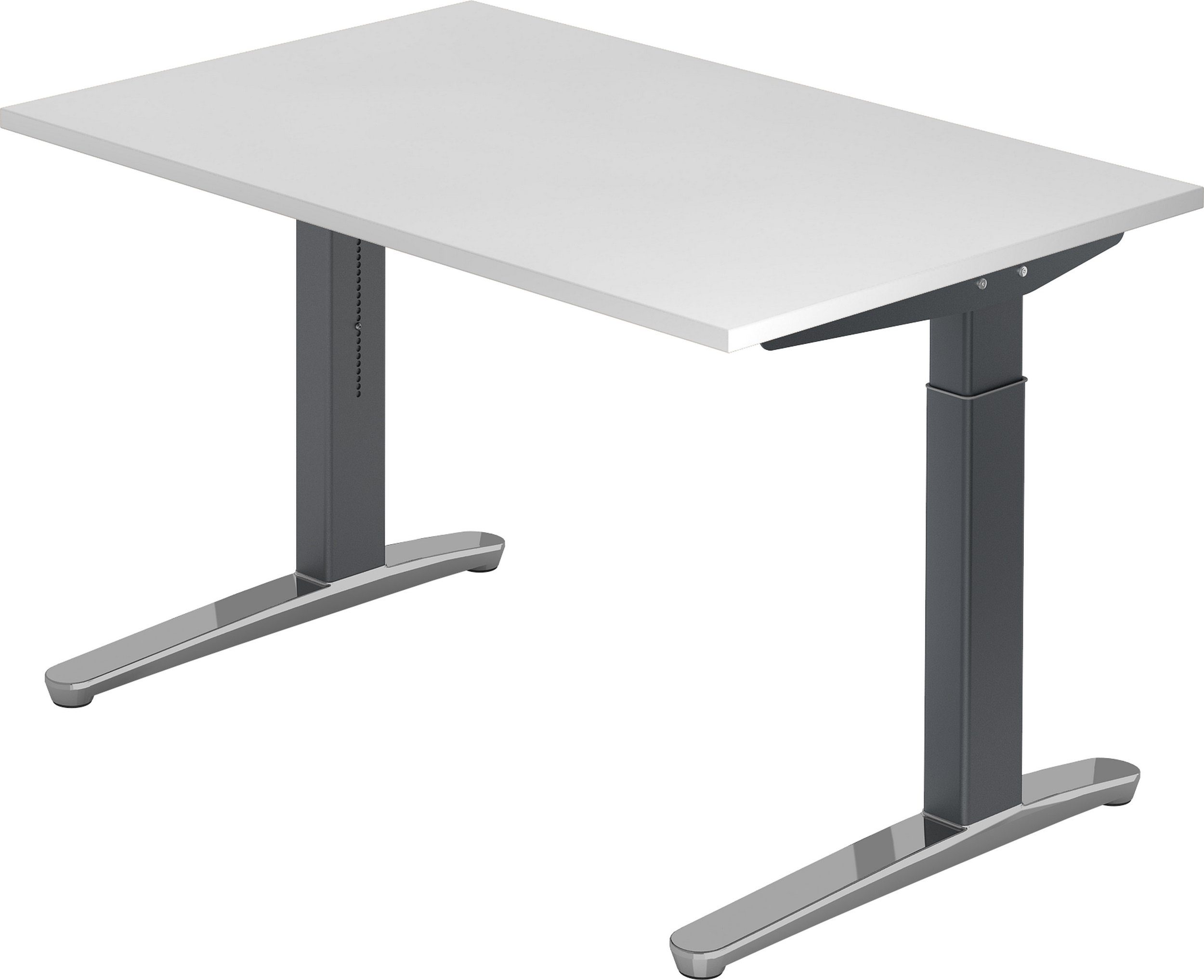 bümö Schreibtisch Schreibtisch Serie-XB, Rechteck: 120 x 80 cm - Dekor: Weiß - Gestell: Graphit/Alu poliert