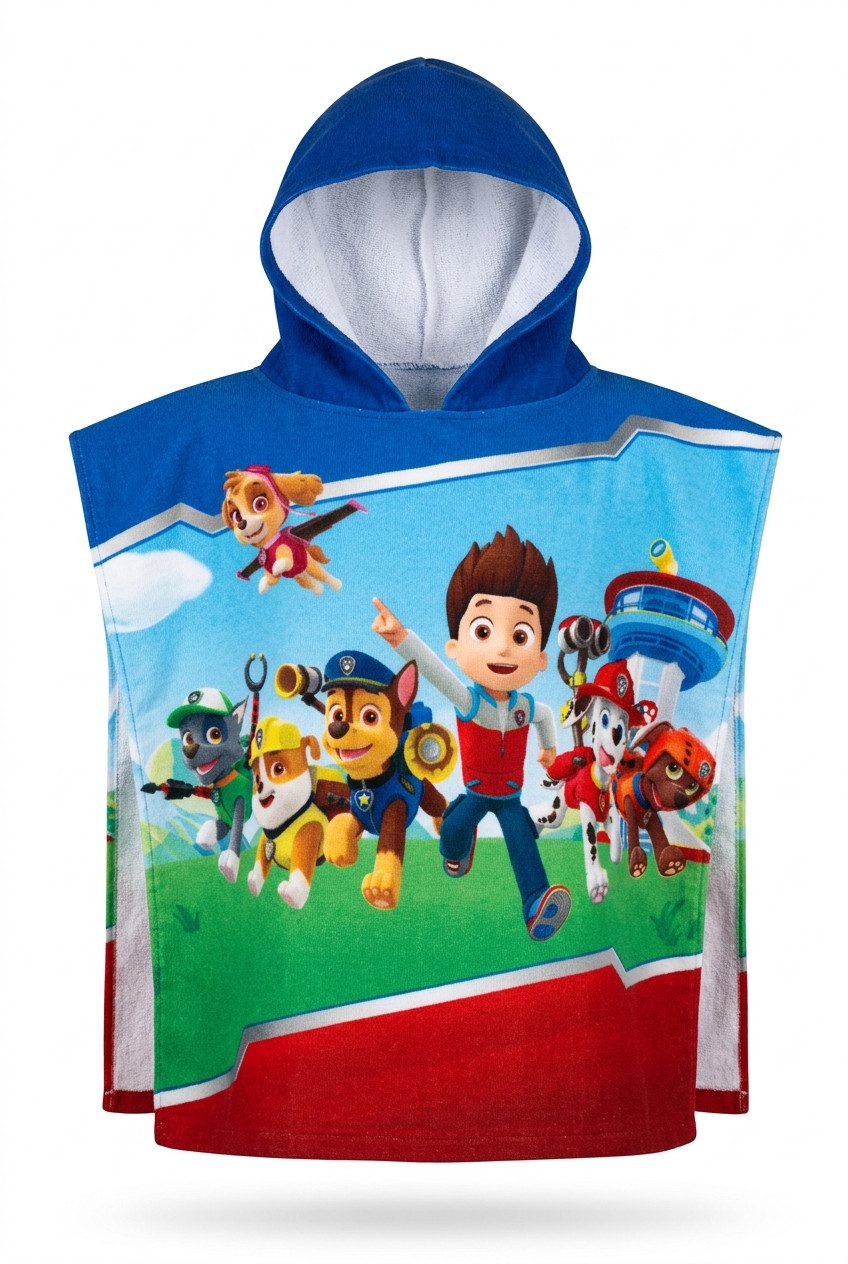 PAW PATROL Badeponcho PAW Patrol Kinder Jungen Poncho Badetuch Badeponcho, Polyester, 55x55 cm