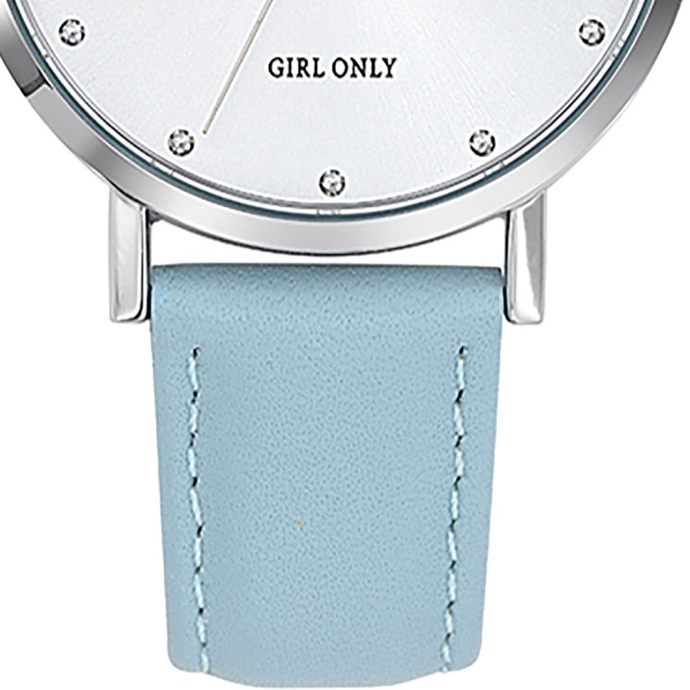 Girl Only Quarzuhr Girl Only Damen Armbanduhr grau, (Analoguhr), Damenuhr GO grau, mittel (ca. 34mm) Lederarmband, Fashion-Style