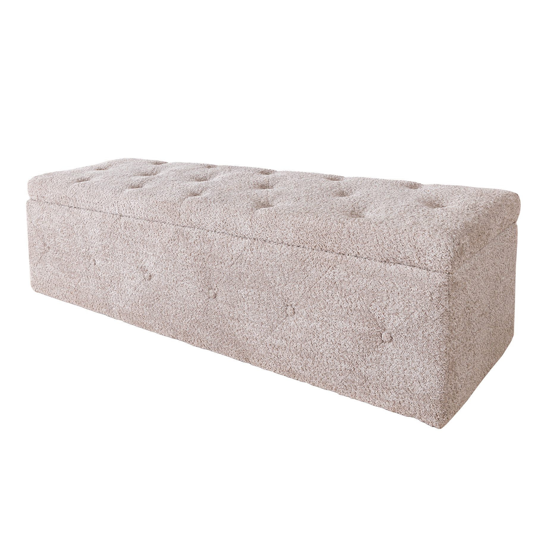 Bettbank EXTRAVAGANCIA 140cm champagner greige · Stauraumbank aus Bouclé-Stoff