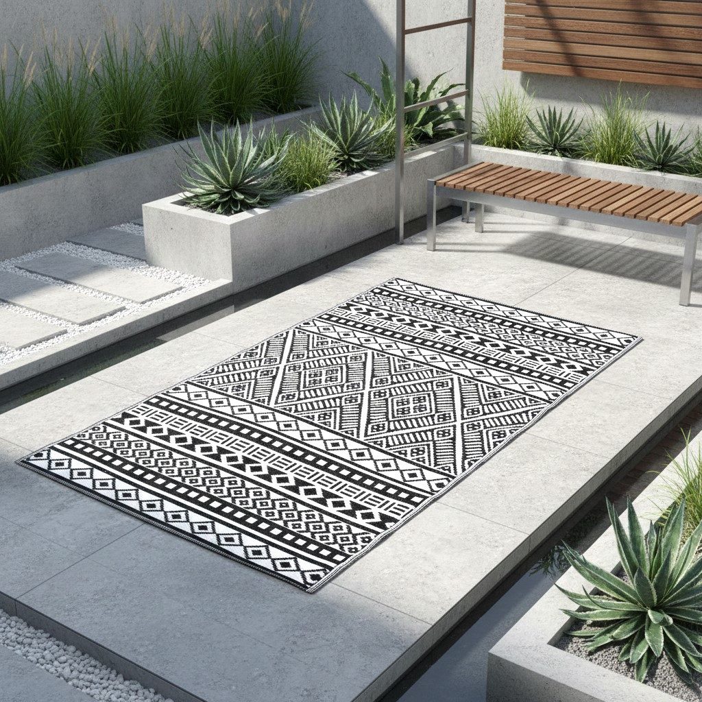 Jet-Line Outdoorteppich Garten Outdoor Teppich Scarlett 150x240cm schwarz