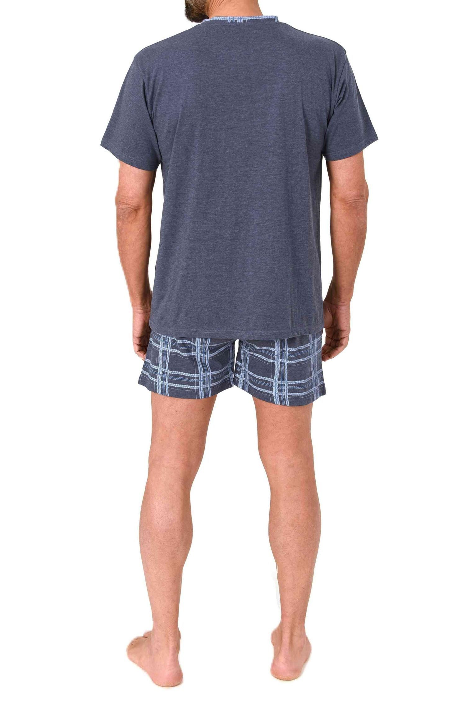 Normann Pyjama Normann Herren kurzarm Schlafanzug Shorty mit Karohose aus Jersey – Bild 3 von 5