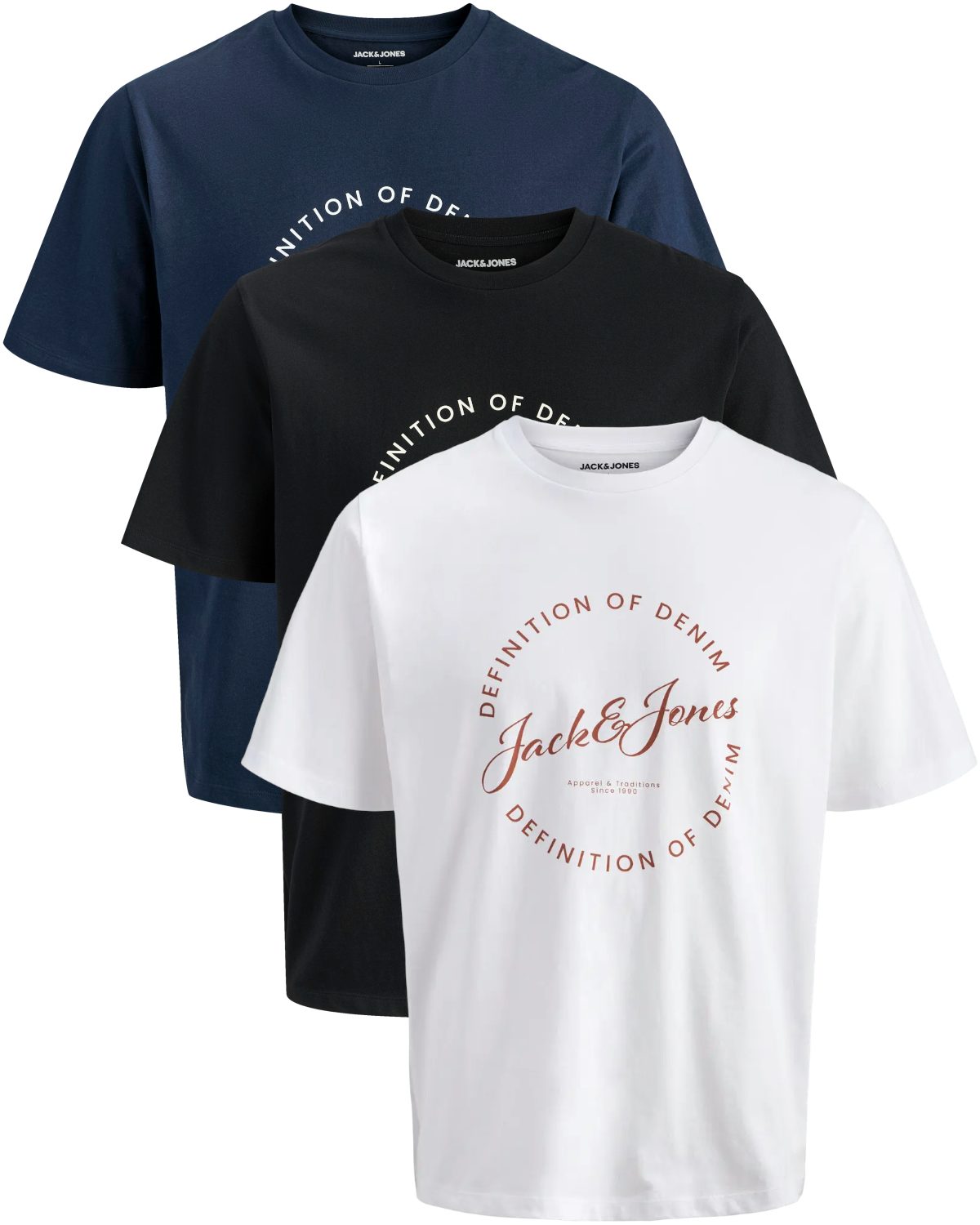 Jack & Jones Print-Shirt (Spar-Set, 3er-Pack) mit Logodruck, aus Baumwolle