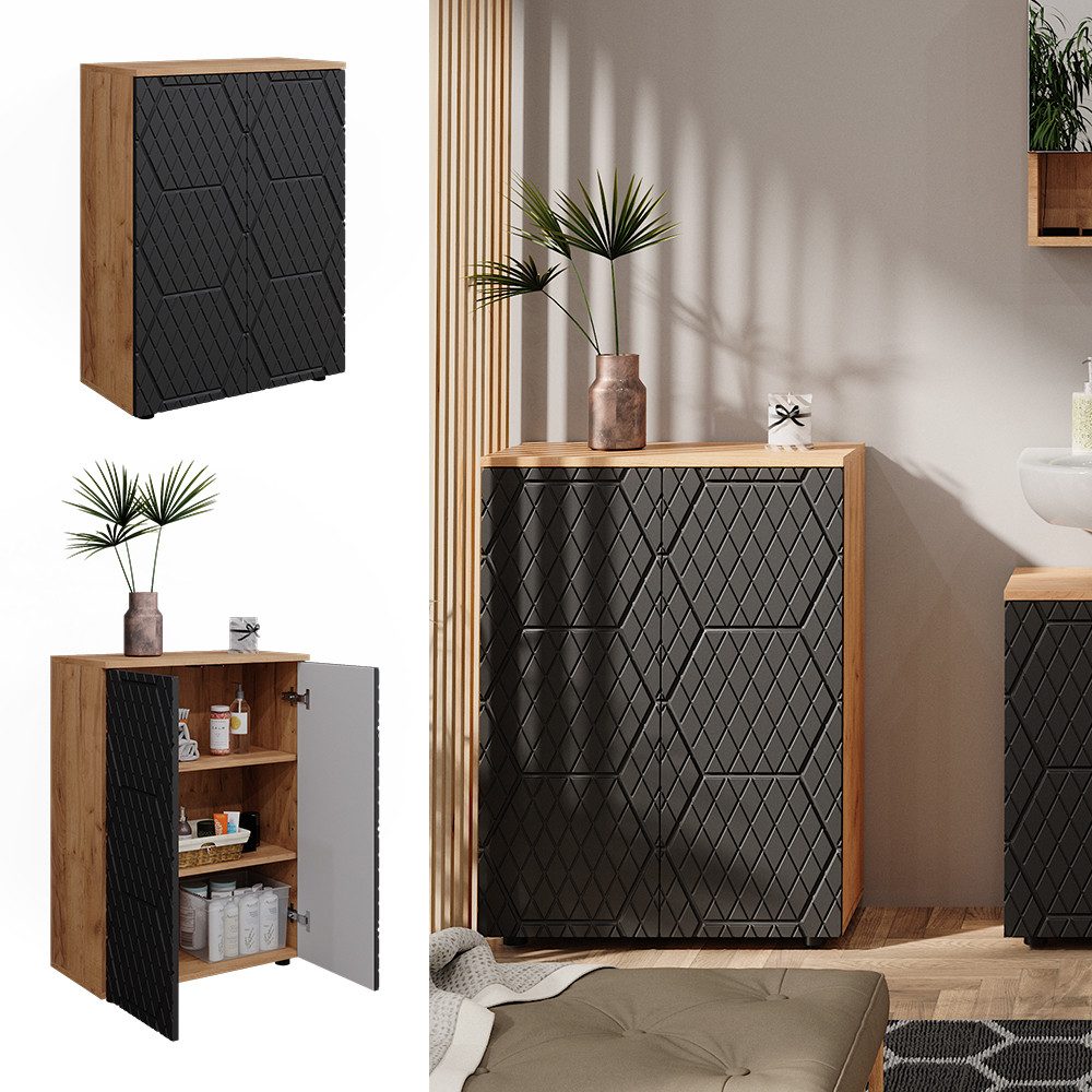 Vicco Midischrank Irma, Anthrazit gepunktet/Goldkraft Eiche, günstig online kaufen