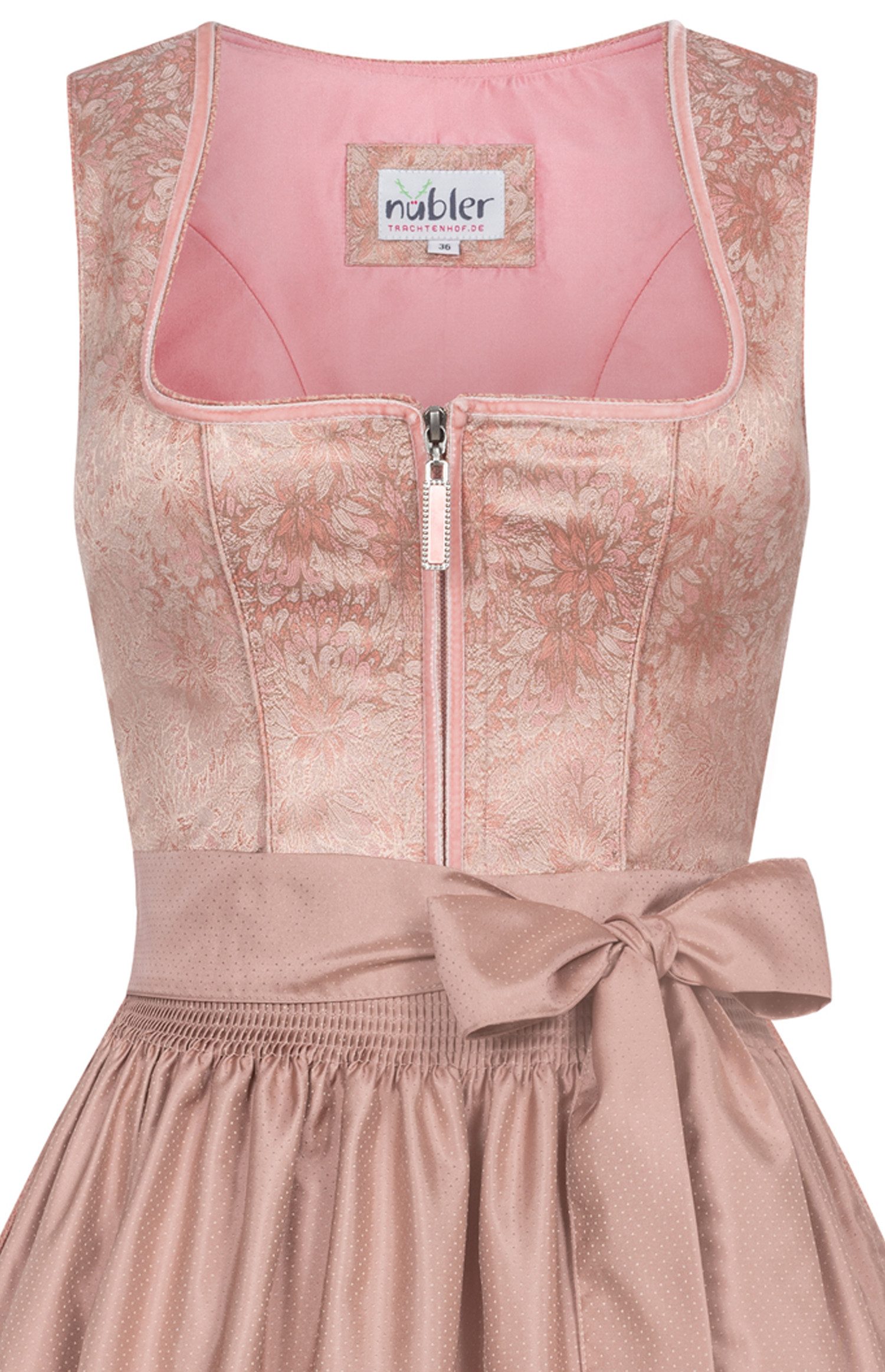 Nübler Trachtenkleid Mididirndl Gepa in Apricot von Nübler - Rocklänge 60 cm