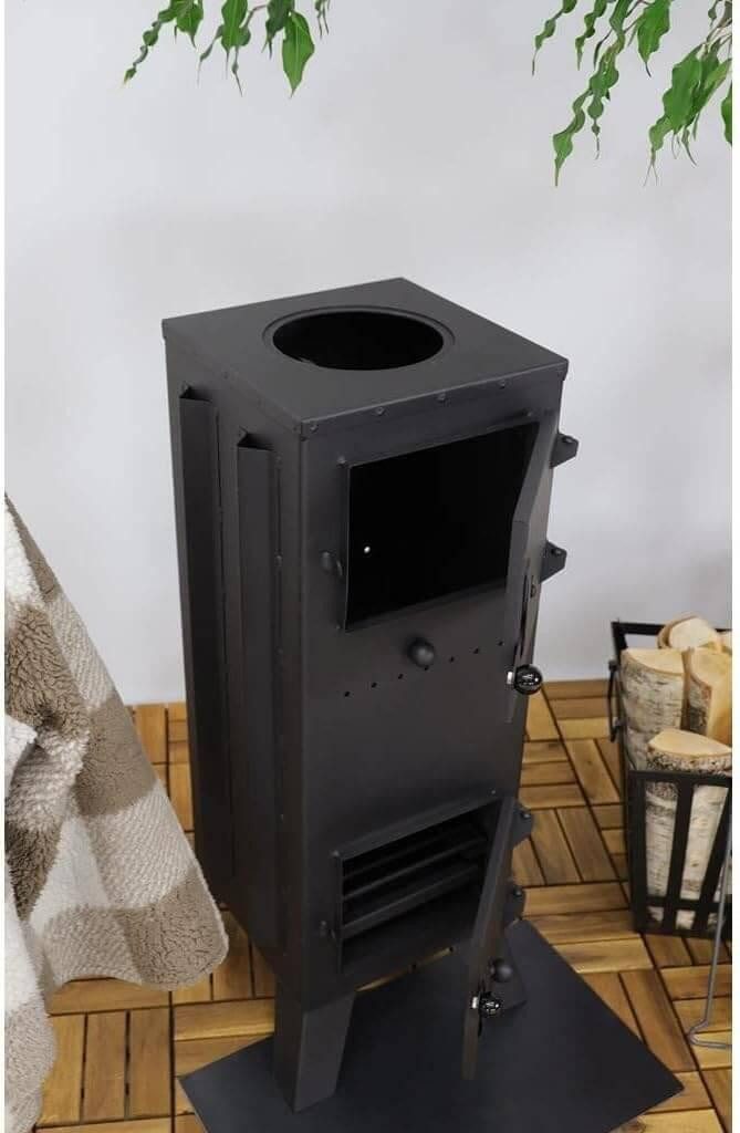 Magnus wood-burning stove with fireclay bricks GT7PR black, suitable for workshops, 7.50 kW, lined with fireclay bricks, PN-EN 13240:2008 / BImSchV2
