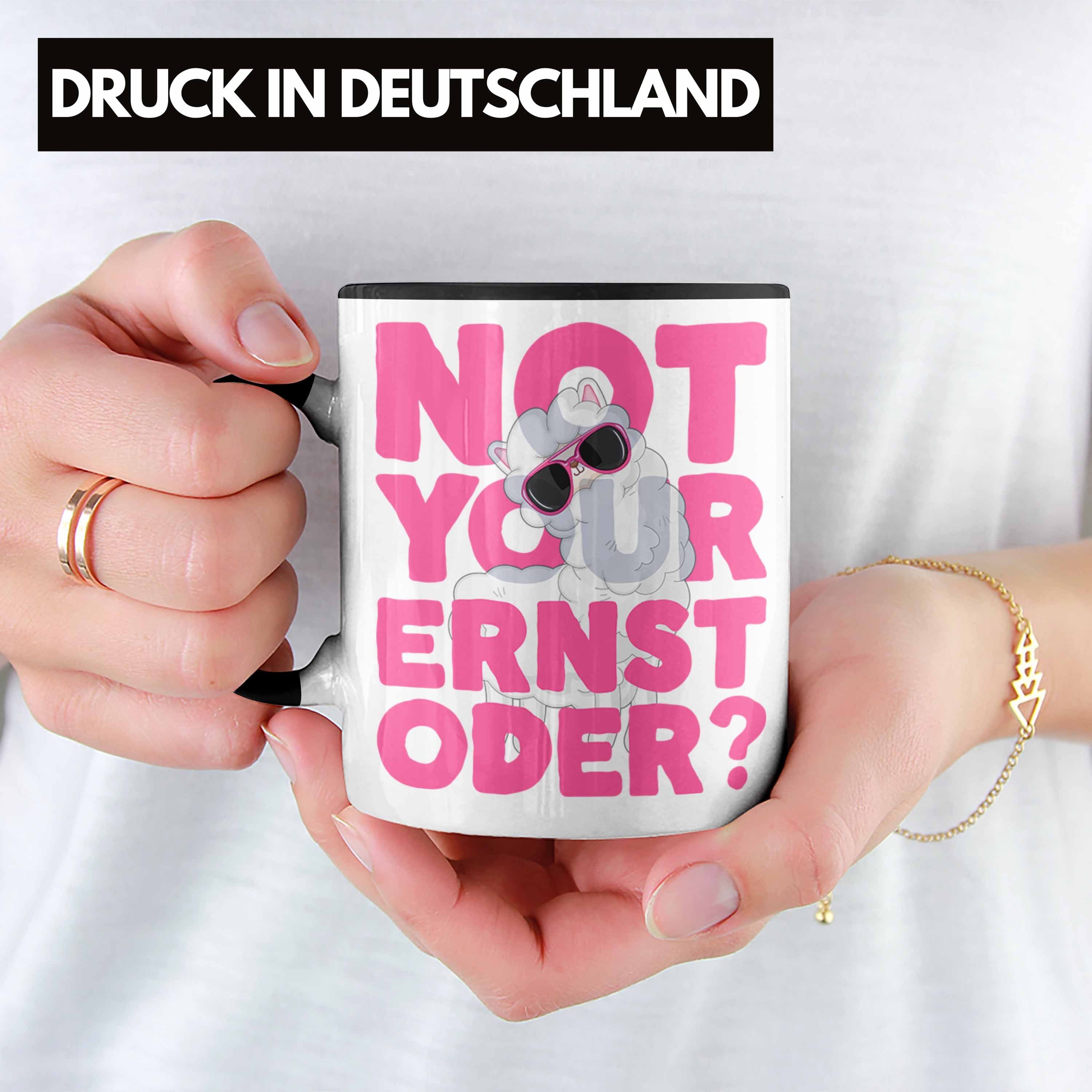 Schwarz Your Oder Tasse Spruch mit Kaffeetasse Tasse Llama Not Ernst für Trendation Frauen Pink
