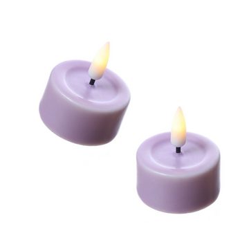 Deluxe Homeart LED-Kerze LED Teelichter Mia flackernd inkl. Batterien D: 4,1cm lavendel 2 Stück (2-tlg)