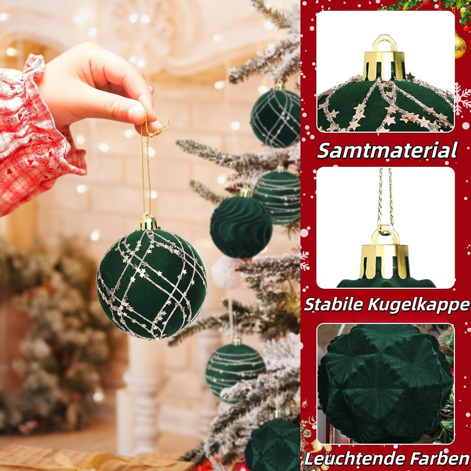 Sorvyzxn Weihnachtsbaumkugel Weihnachtsdeko Weihnachtskugeln 12-teiliges Set,Weihnachtsbaumschmuck, für Neujahrsparty Hochzeit Feiertag Weihnachtsdekoration – Bild 3 von 5