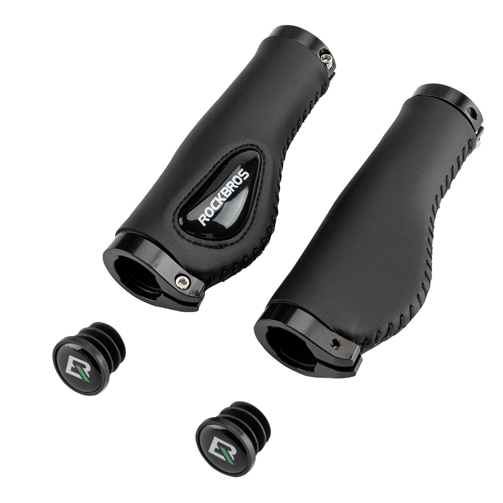 ROCKBROS Fahrradlenkergriff 22,2 mm Rutschfeste MTB Lenkergriffe mit Gel & PU Leder (für Fahrrad, Mountainbike, E-Bike, Rennrad), mit Lock-On Design, Stoßdämpfende Lenker Griffe