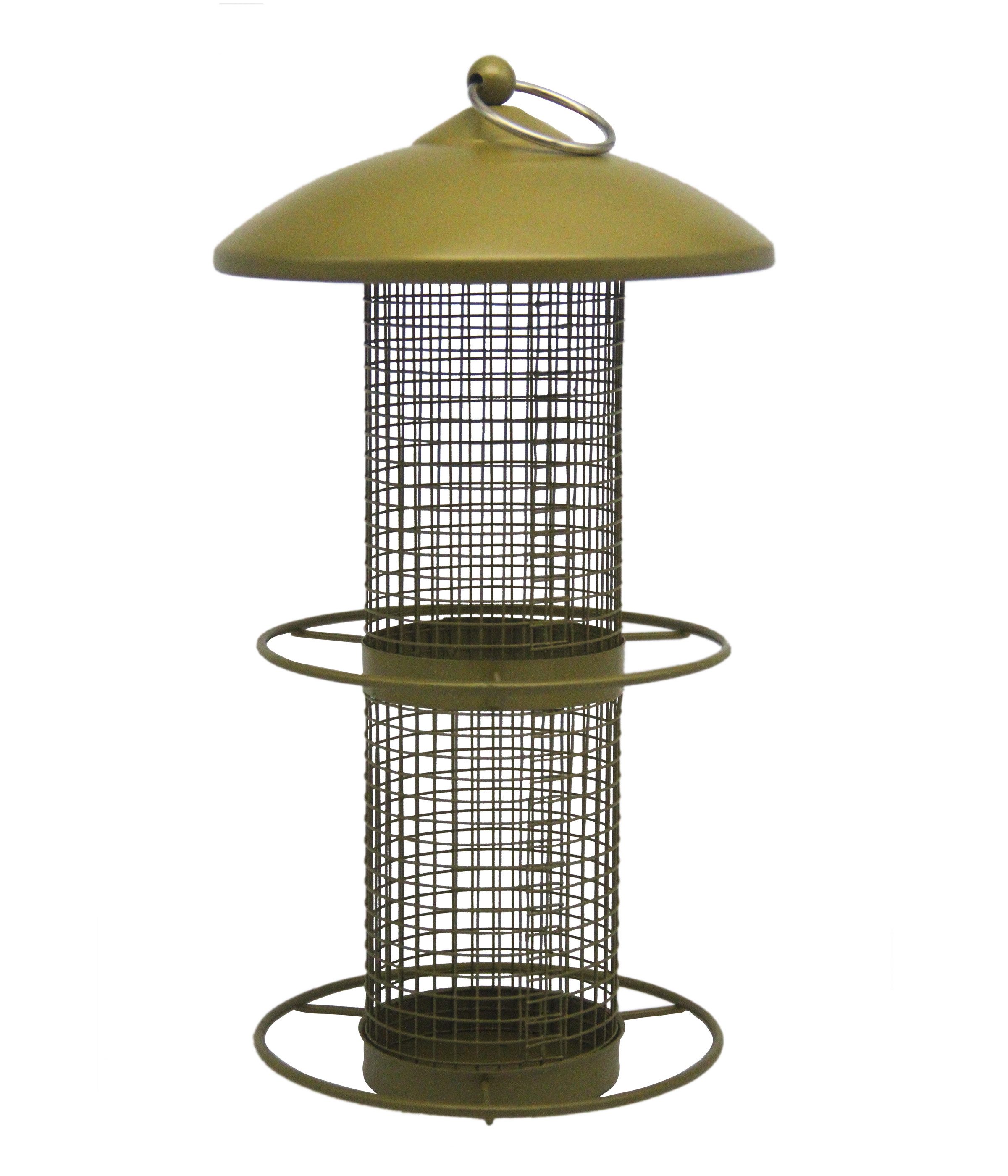 Vogelhaus Futtersäule Adeline für Wildvögel, ca. 30 x 16 x 16 cm, Metall, gold
