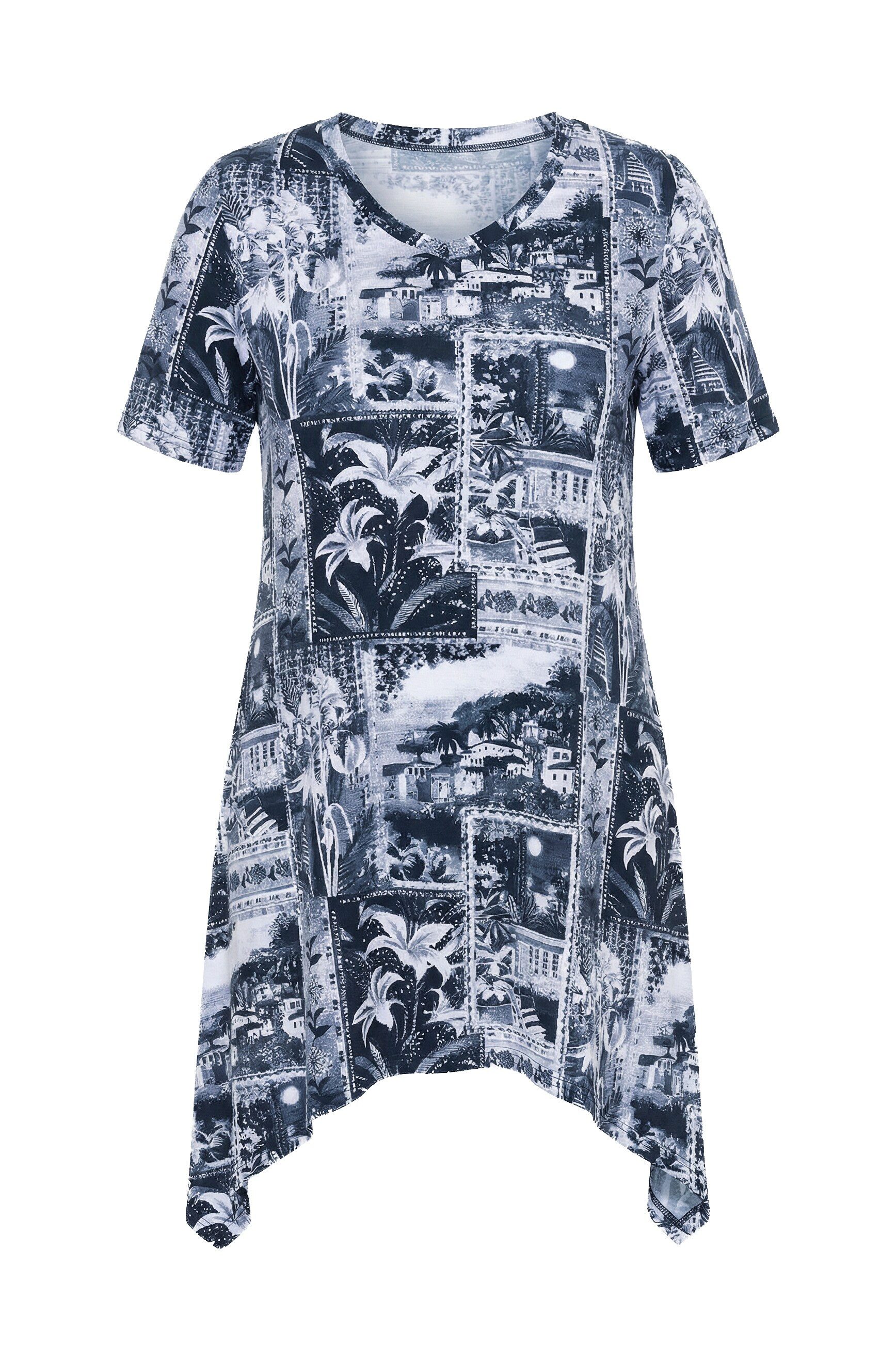 MIAMODA T-Shirt T-Shirt A-Linie Alloverdruck Zipfelsaum günstig online kaufen