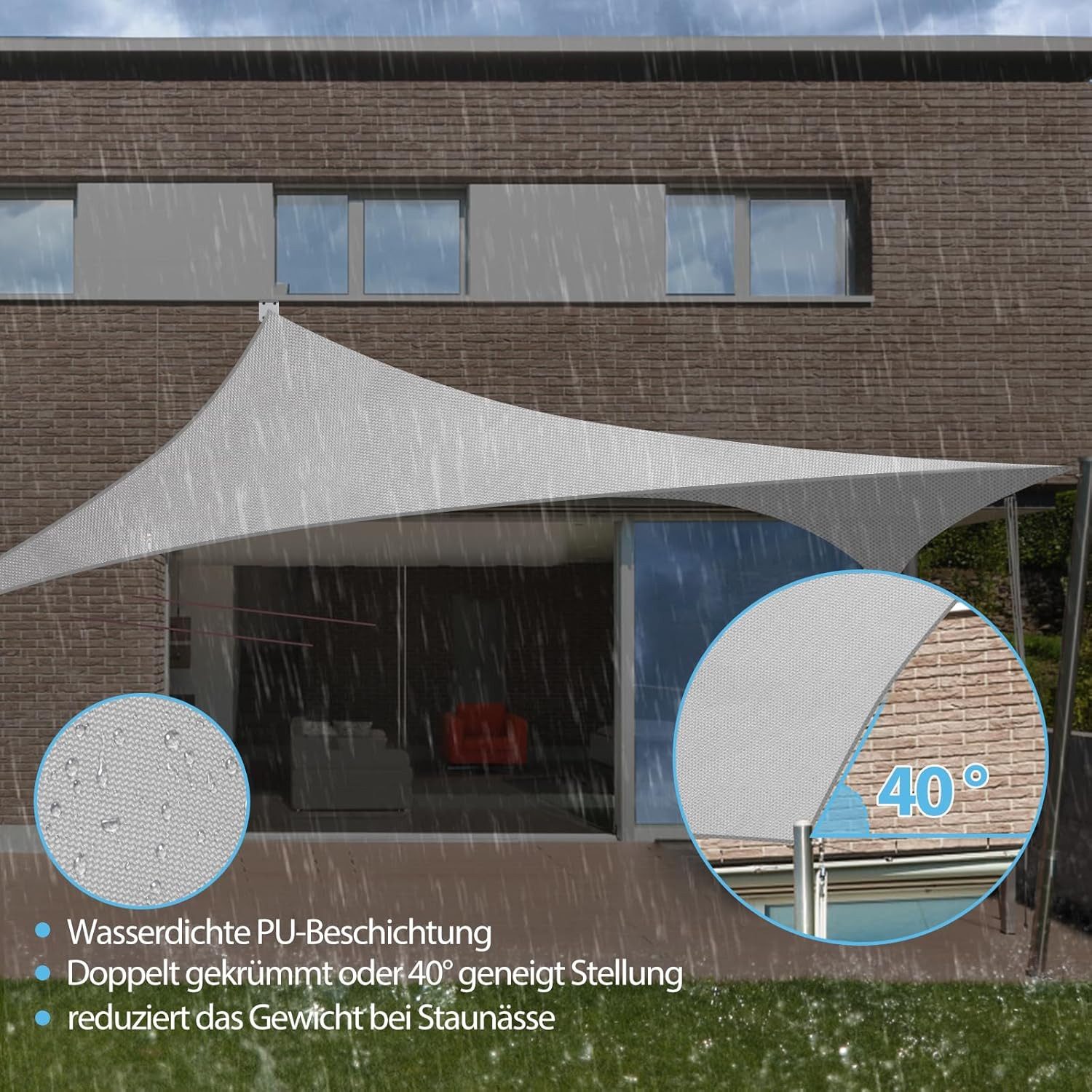 BlingBin Sonnensegel 4x5m Sonnenschutz Wasserdicht Windschutz günstig online kaufen