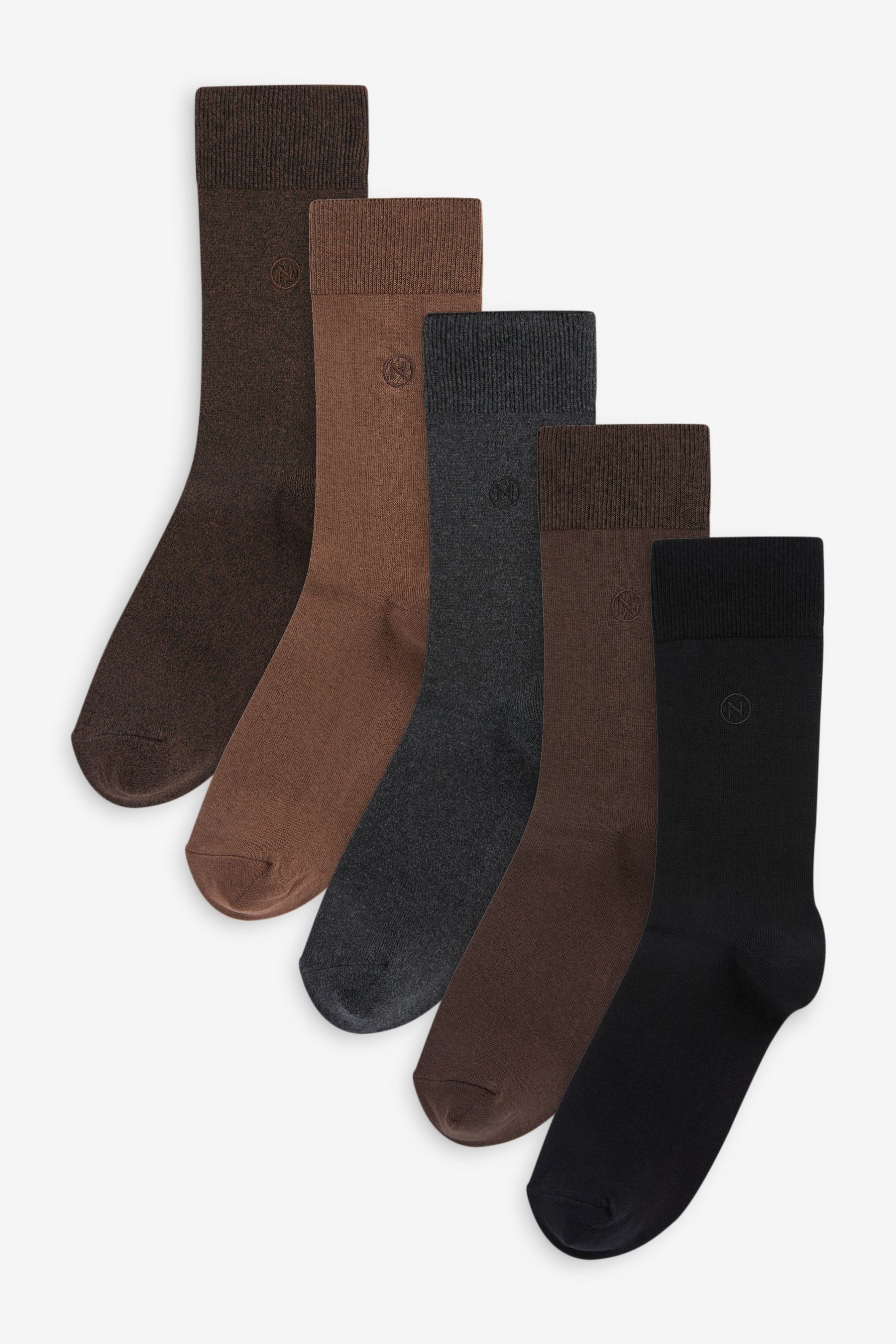 Next Kurzsocken Bestickte Herrensocken, 5er-Pack (5-Paar) Neutrals