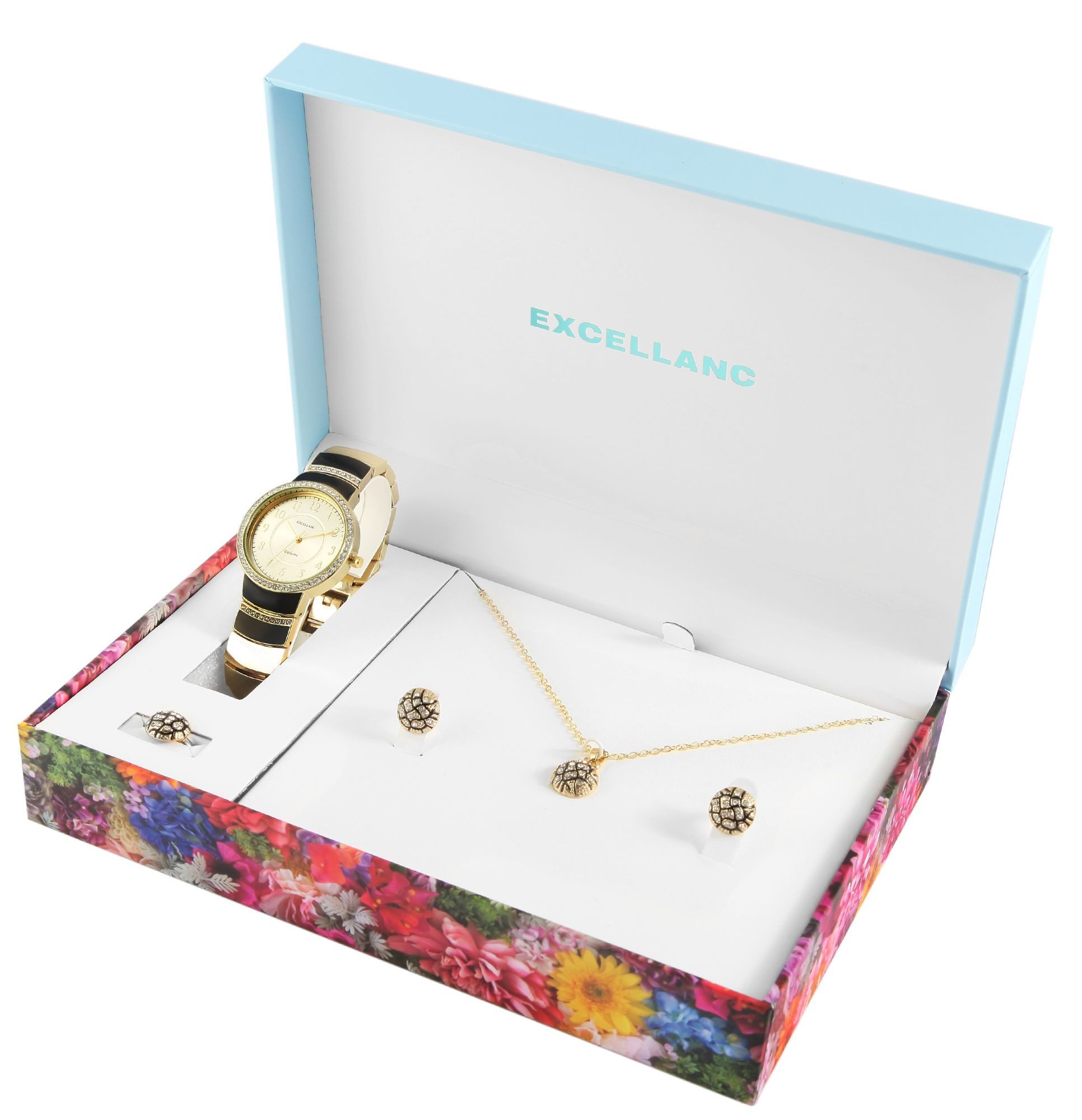 Schmuckset 1800222 Excellanc Geschenkset mit Damenuhr, Halskette, Ring und