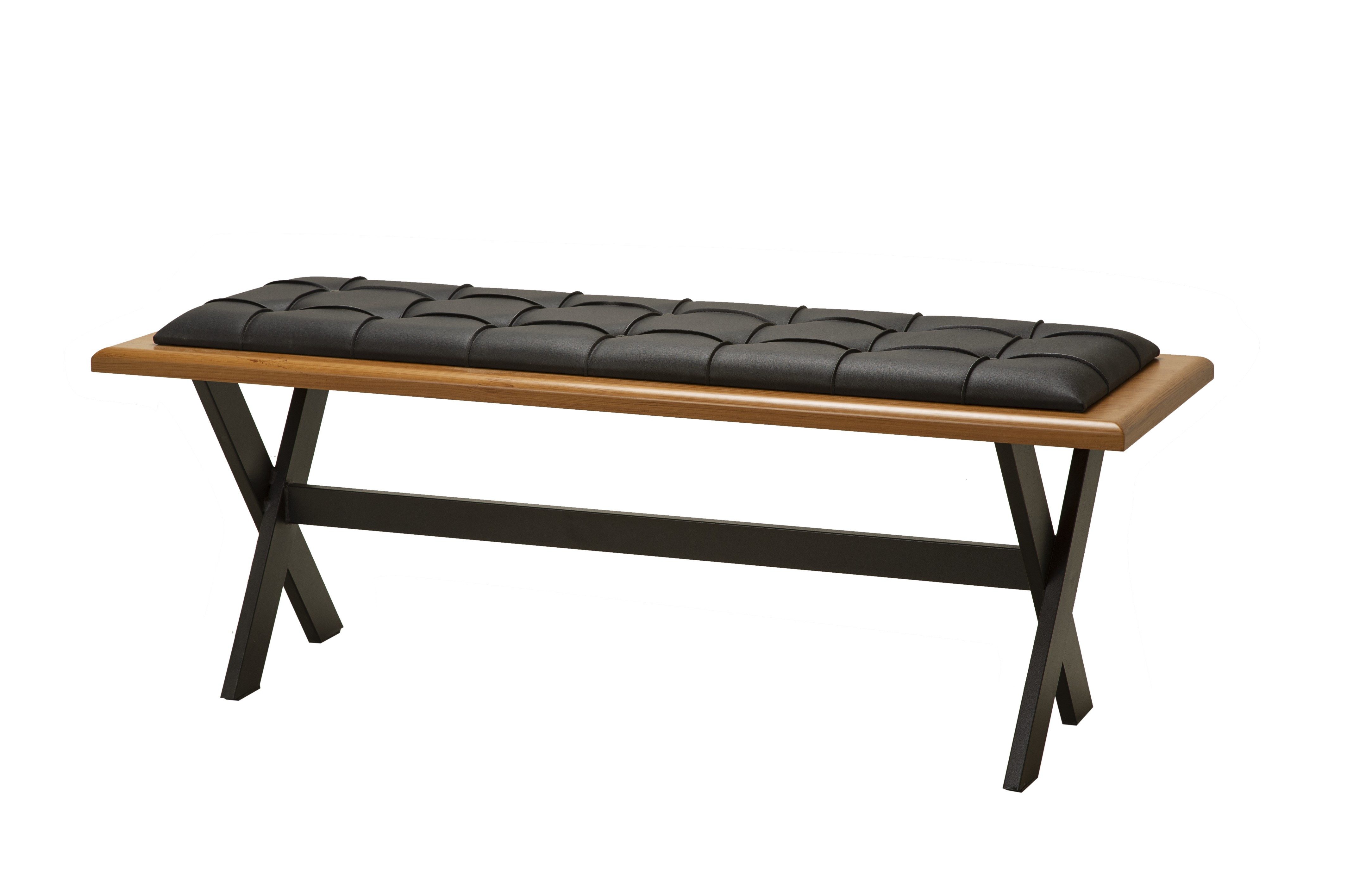 Stuhlmann Sitzbank Cambridge (mb801, 1-St., Bank), Design Sitzbank mit Lederpolster & Massivholz – Modern Industrial Stil